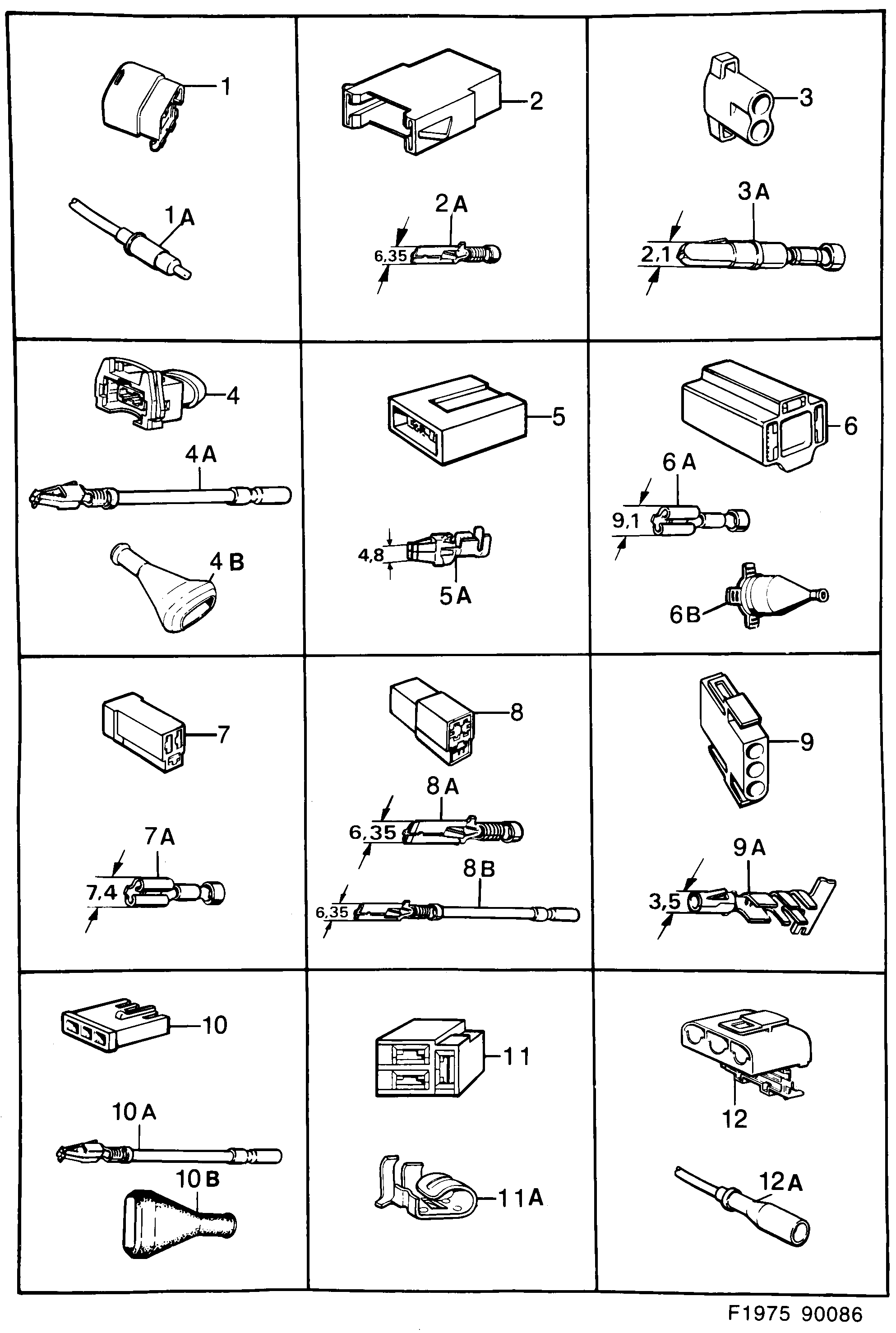 Saab 900 Connector housing etc diagram