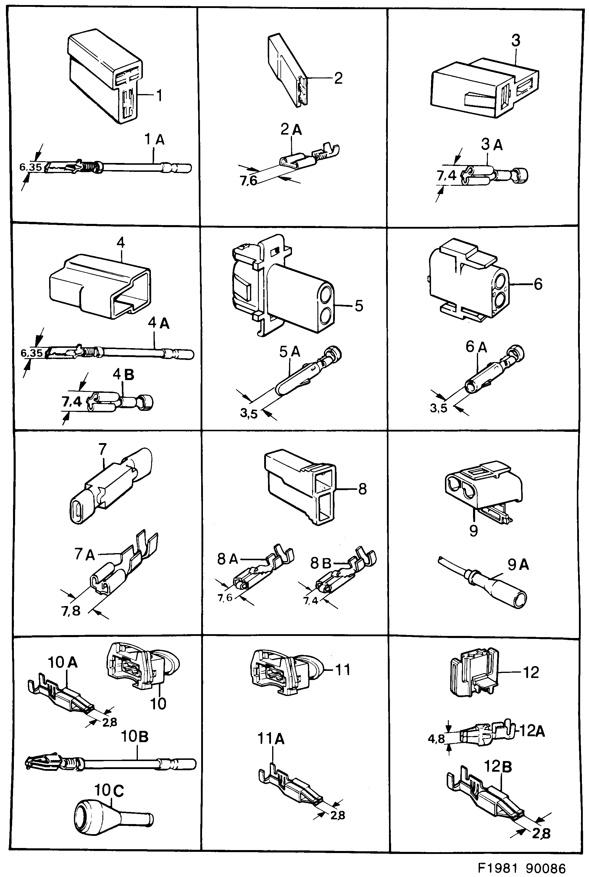 Saab 900 Connector housing etc diagram