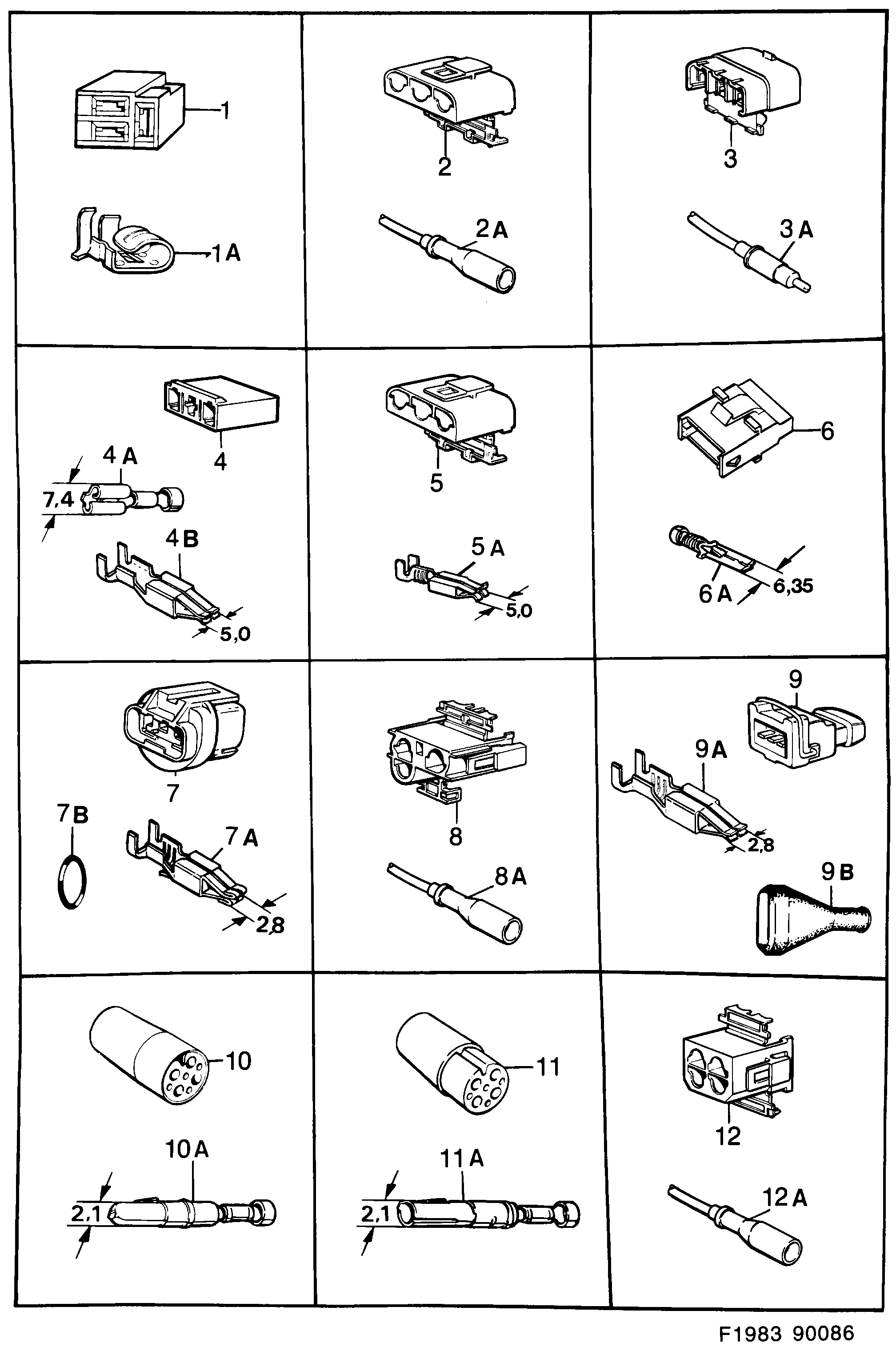 Saab 900 Connector housing etc diagram
