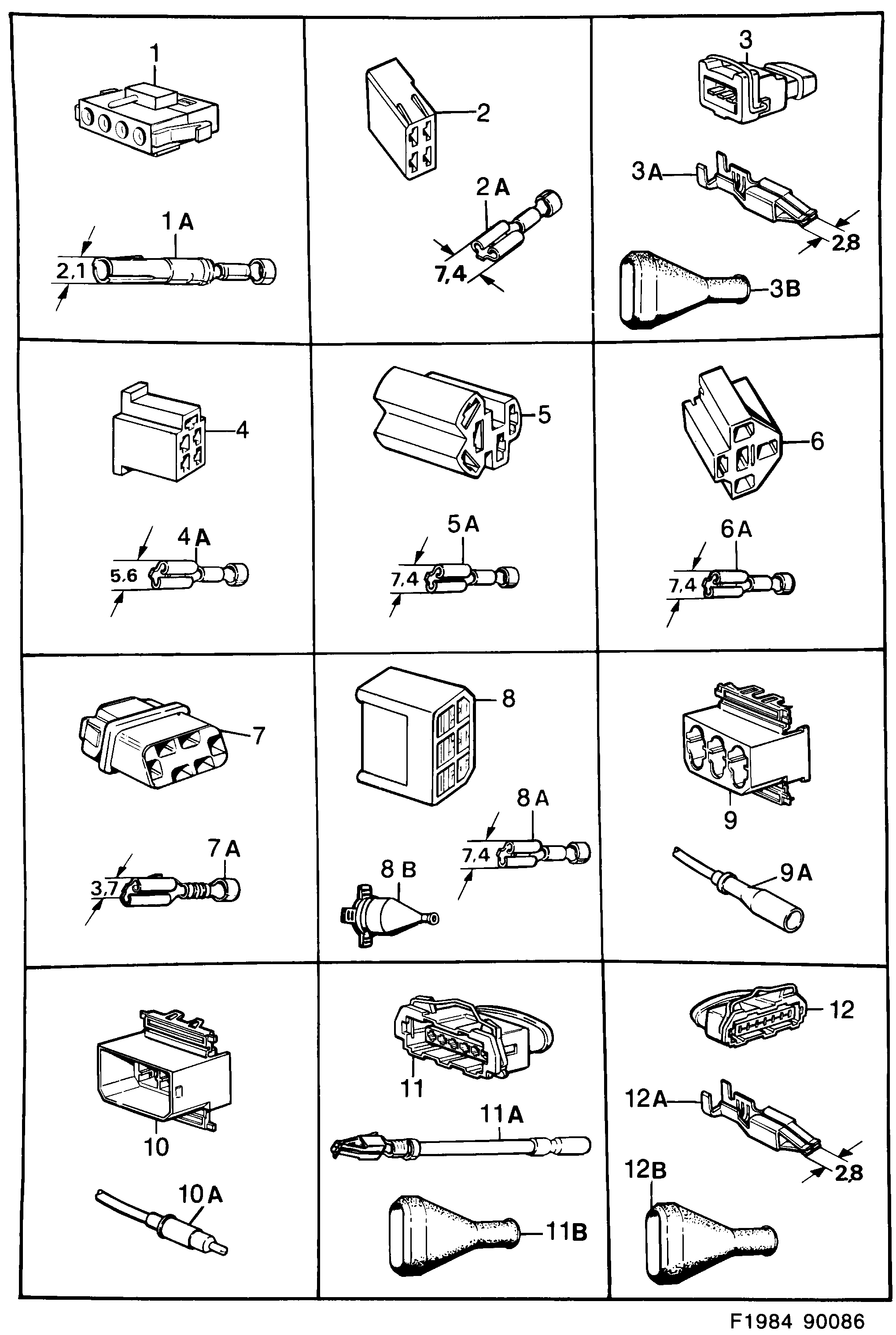 Saab 900 Connector housing etc diagram