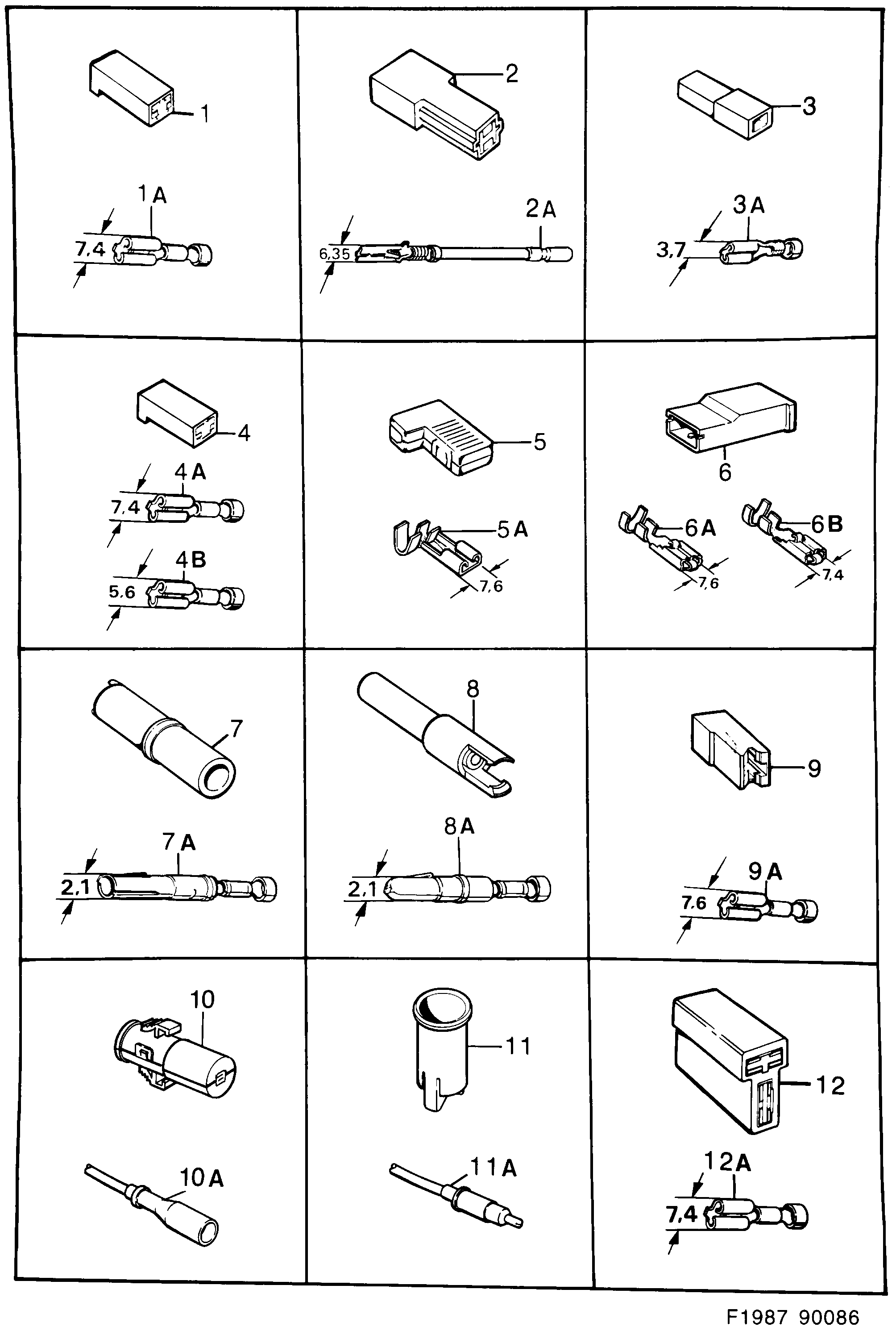 Saab 900 Connector housing etc diagram