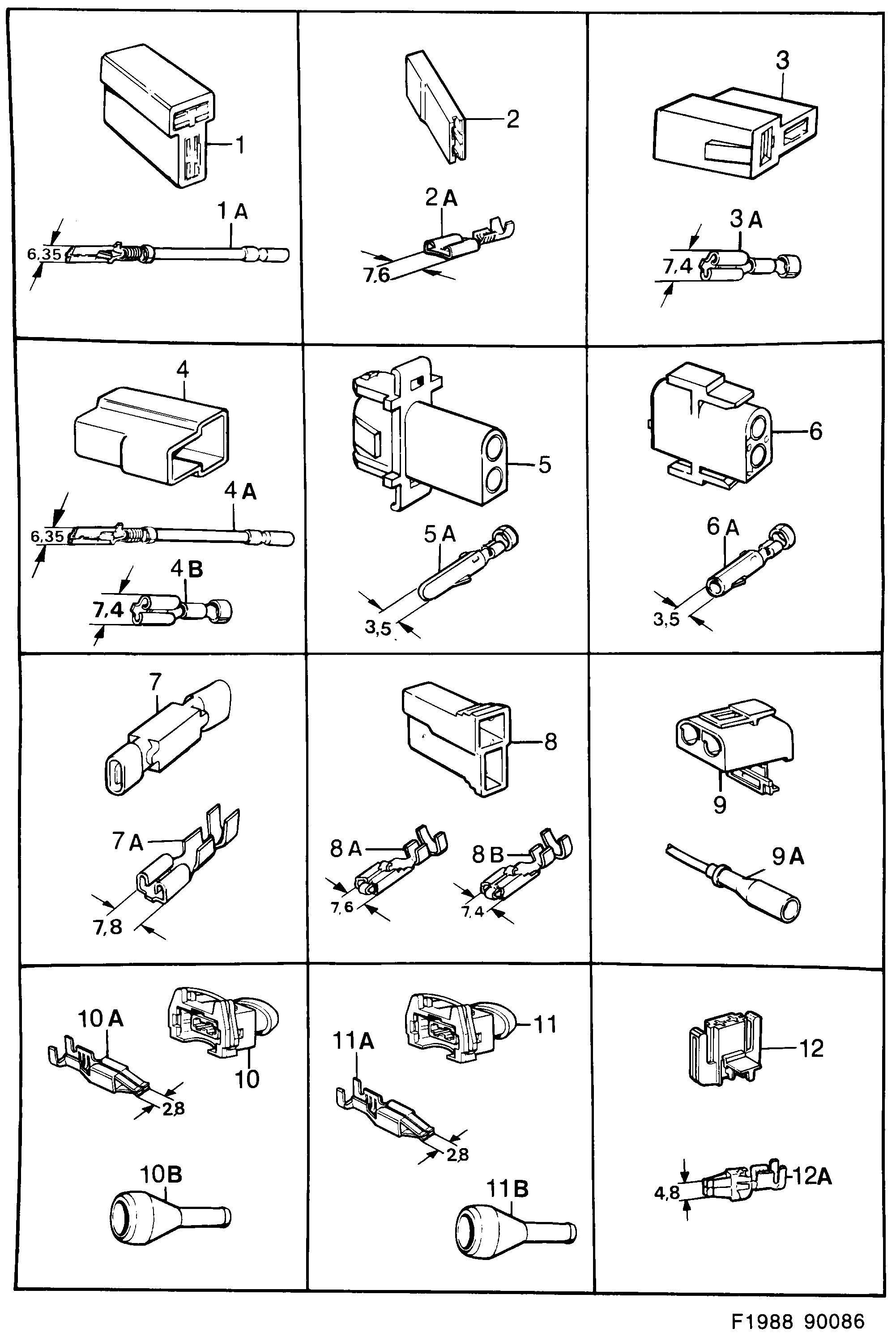 Saab 900 Connector housing etc diagram