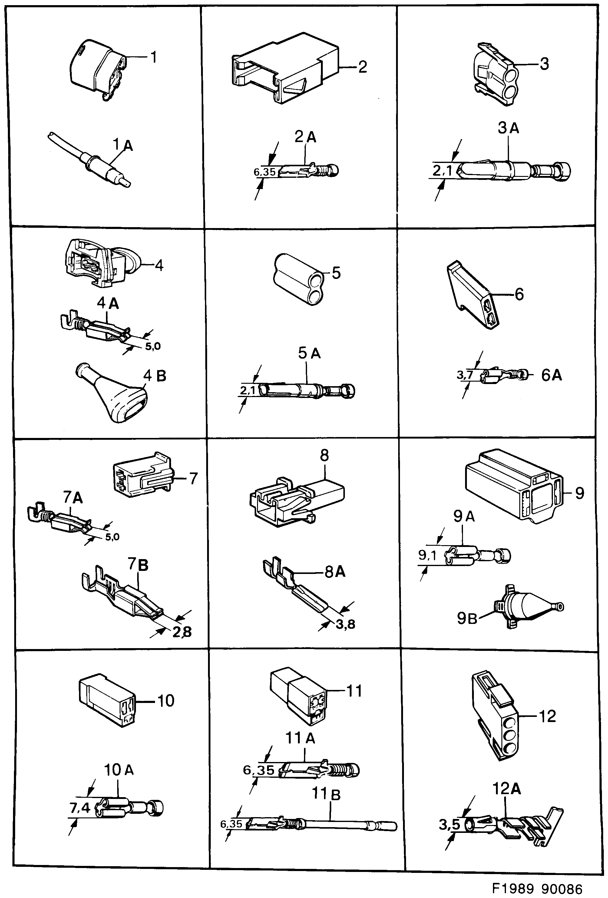 Saab 900 Connector housing etc diagram