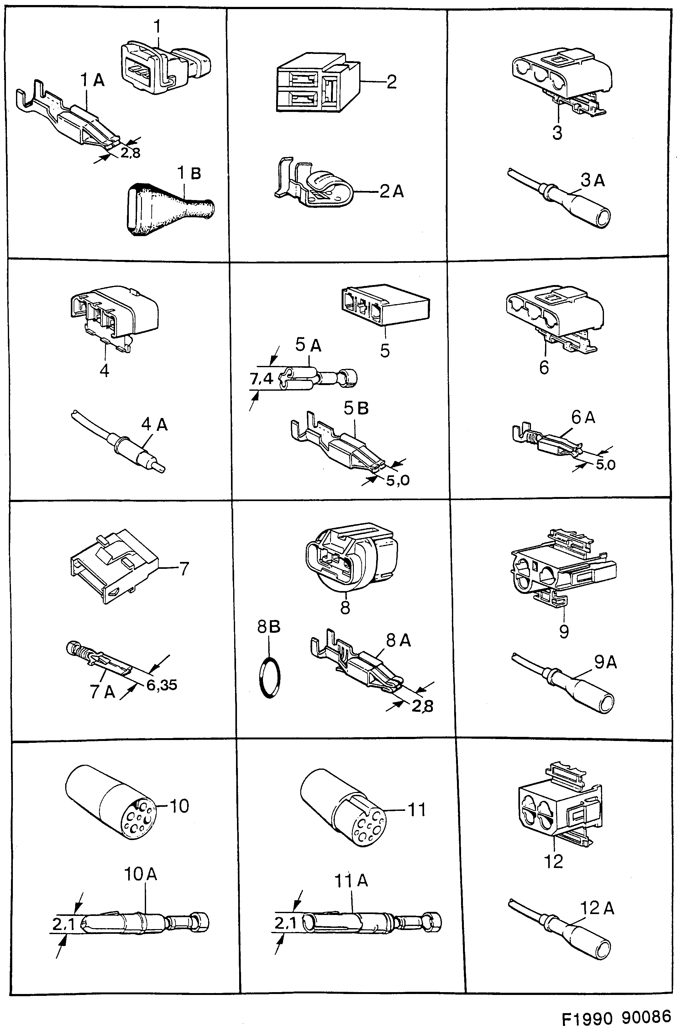 Saab 900 Connector housing etc diagram