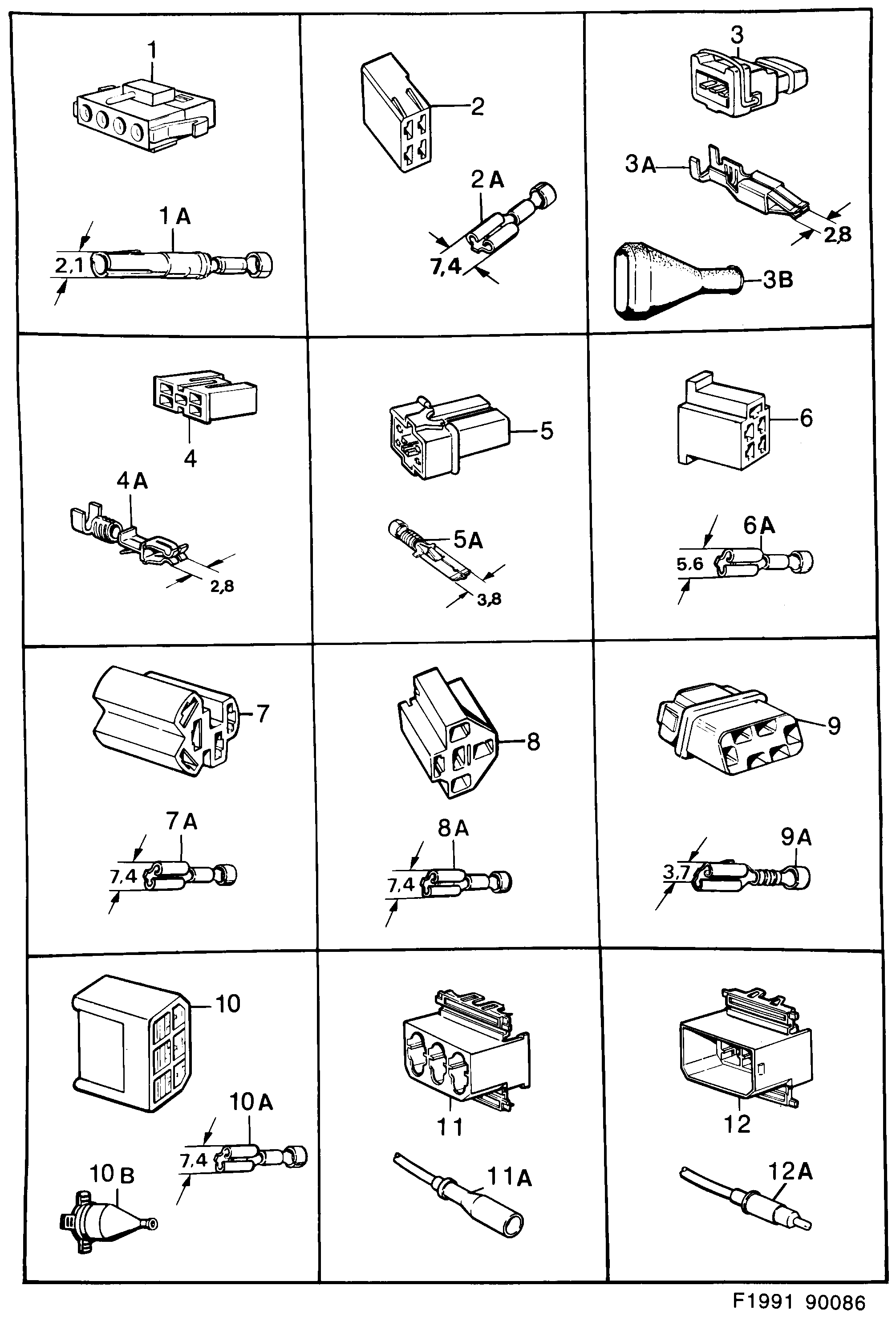 Saab 900 Connector housing etc diagram