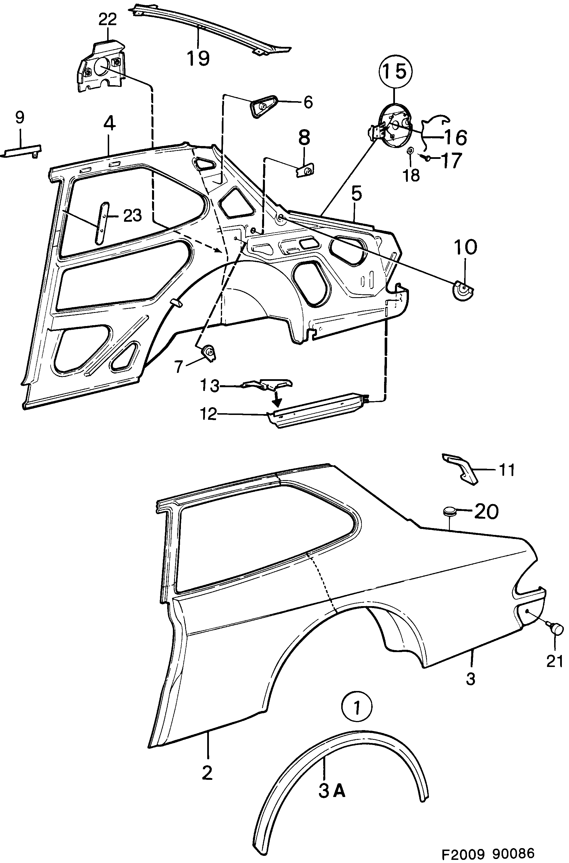 Saab 900 Valance diagram