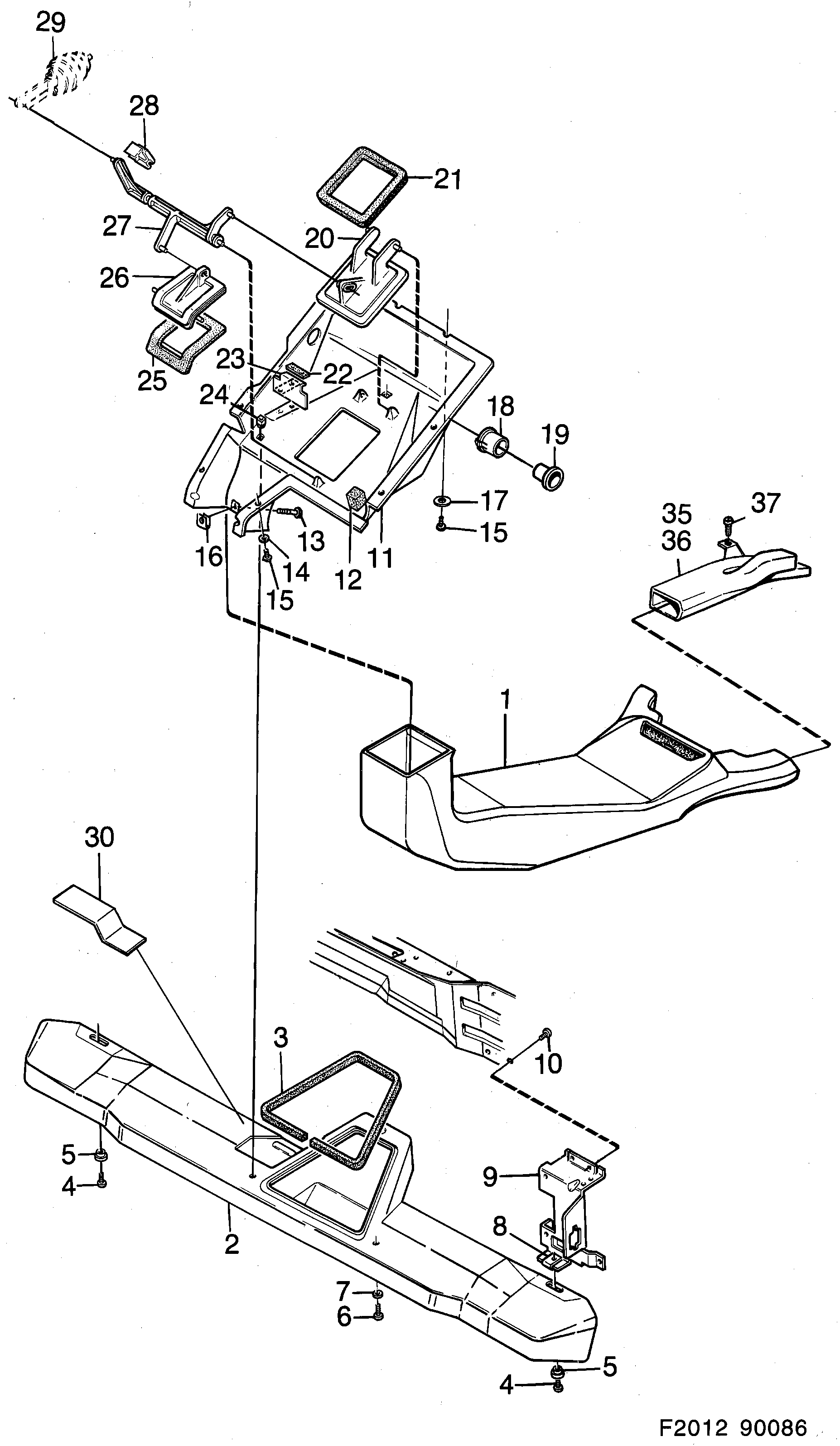 Saab 900 Control Duct, part 1 diagram