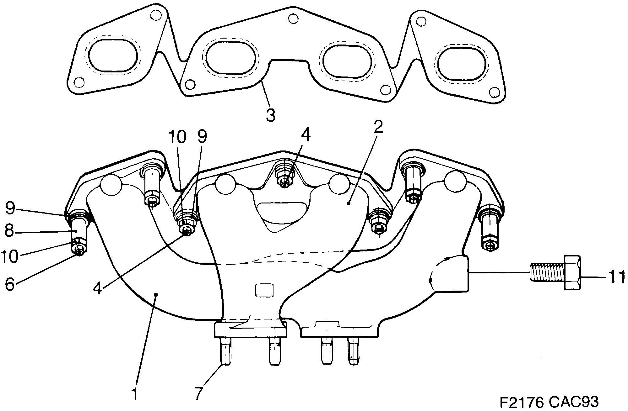 Saab 9000 Exhaust manifold diagram