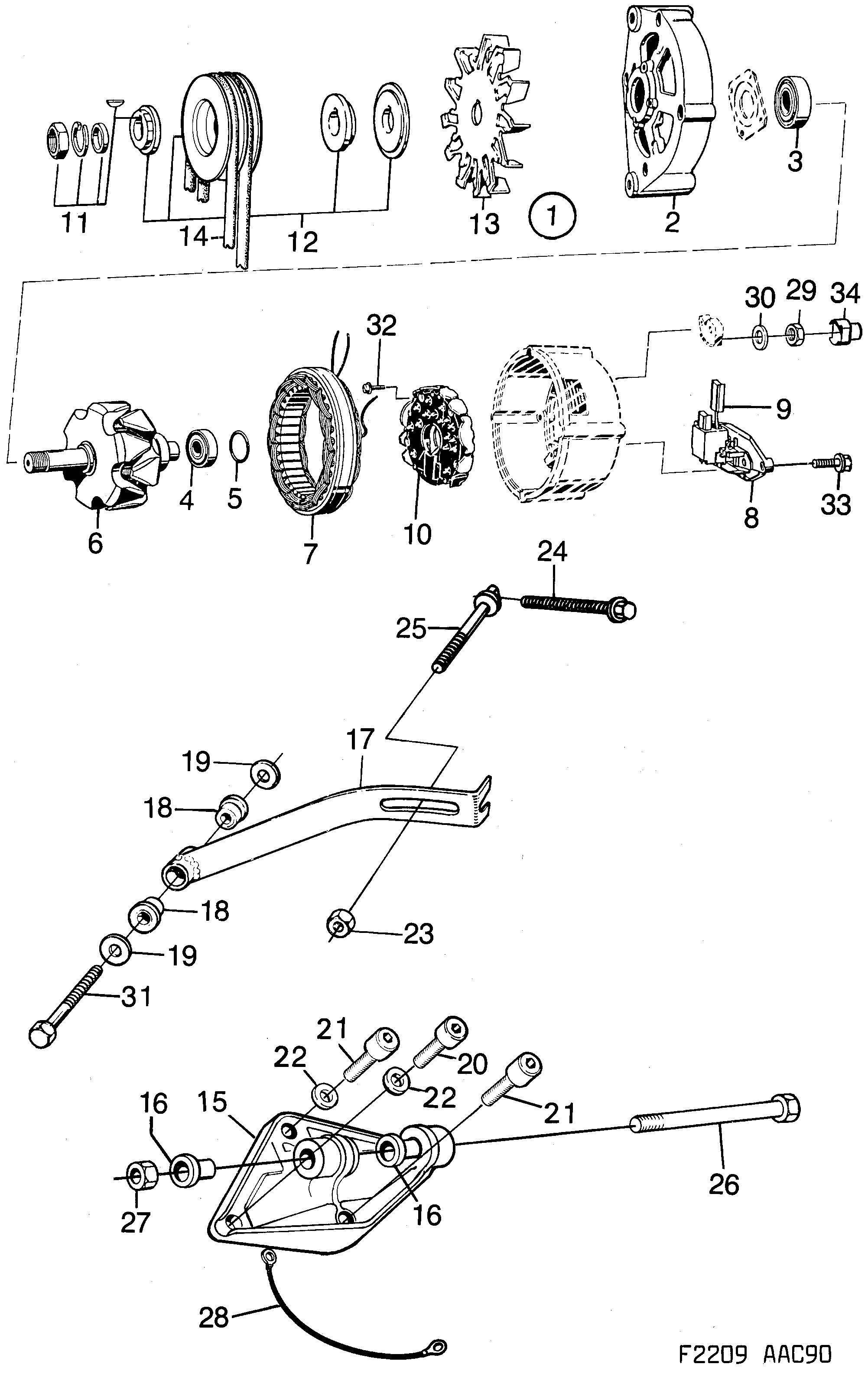 Saab 900 Bosch 70A diagram