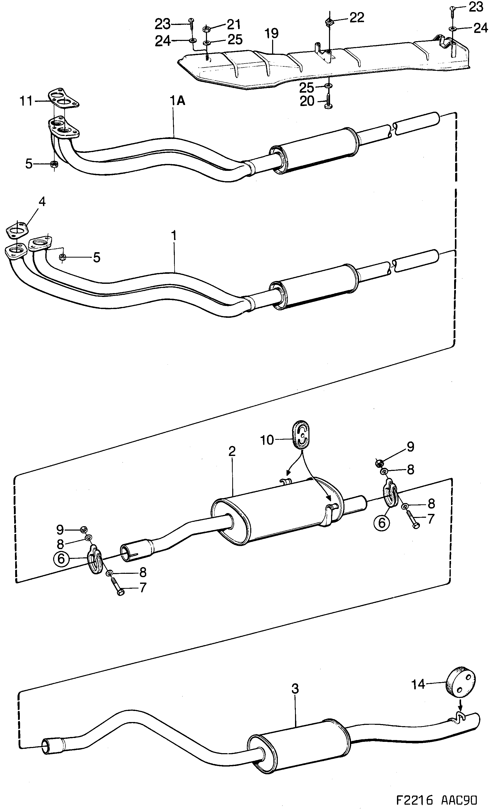 Saab 900 Exhaust system diagram