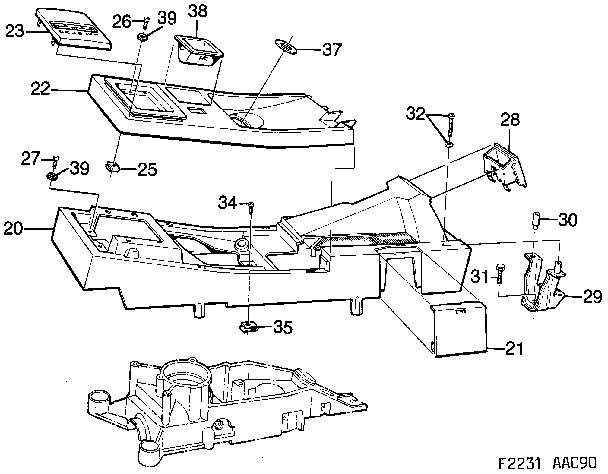 Saab 900 Cover, gear shift lever diagram
