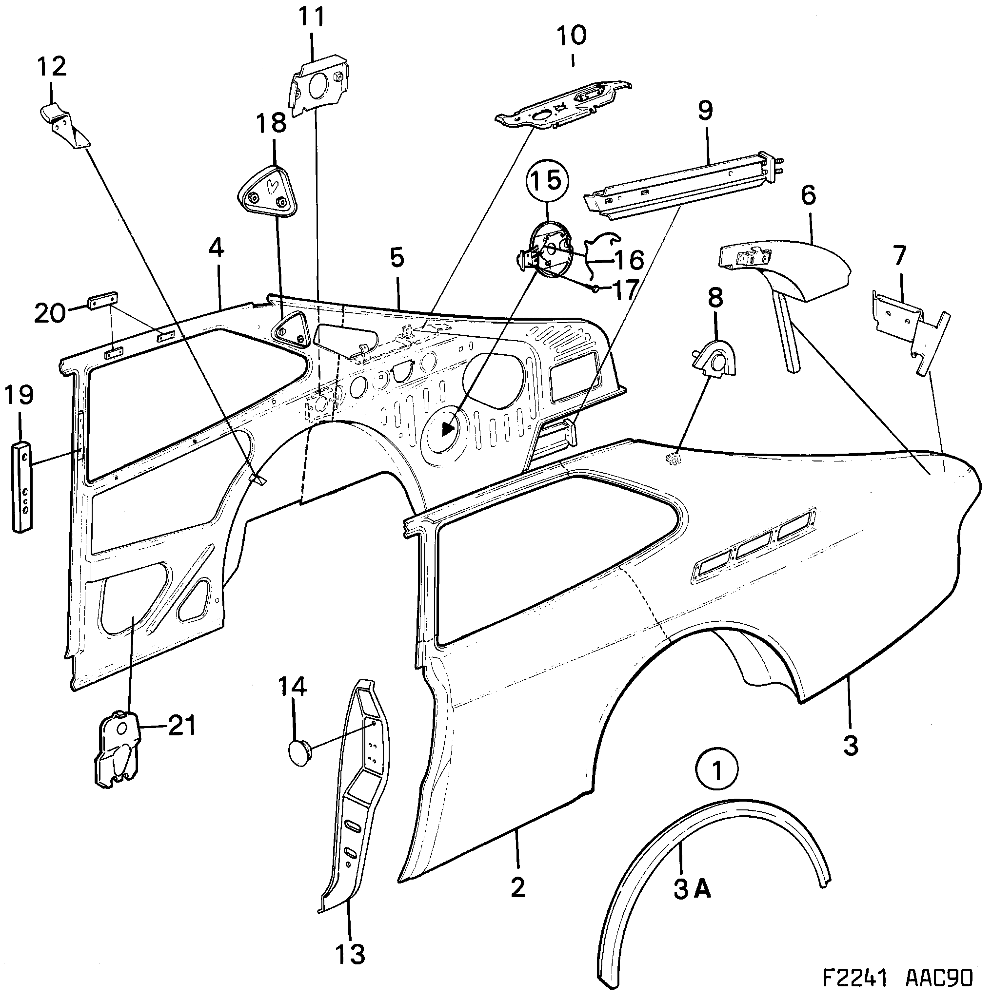 Saab 900 Valance diagram