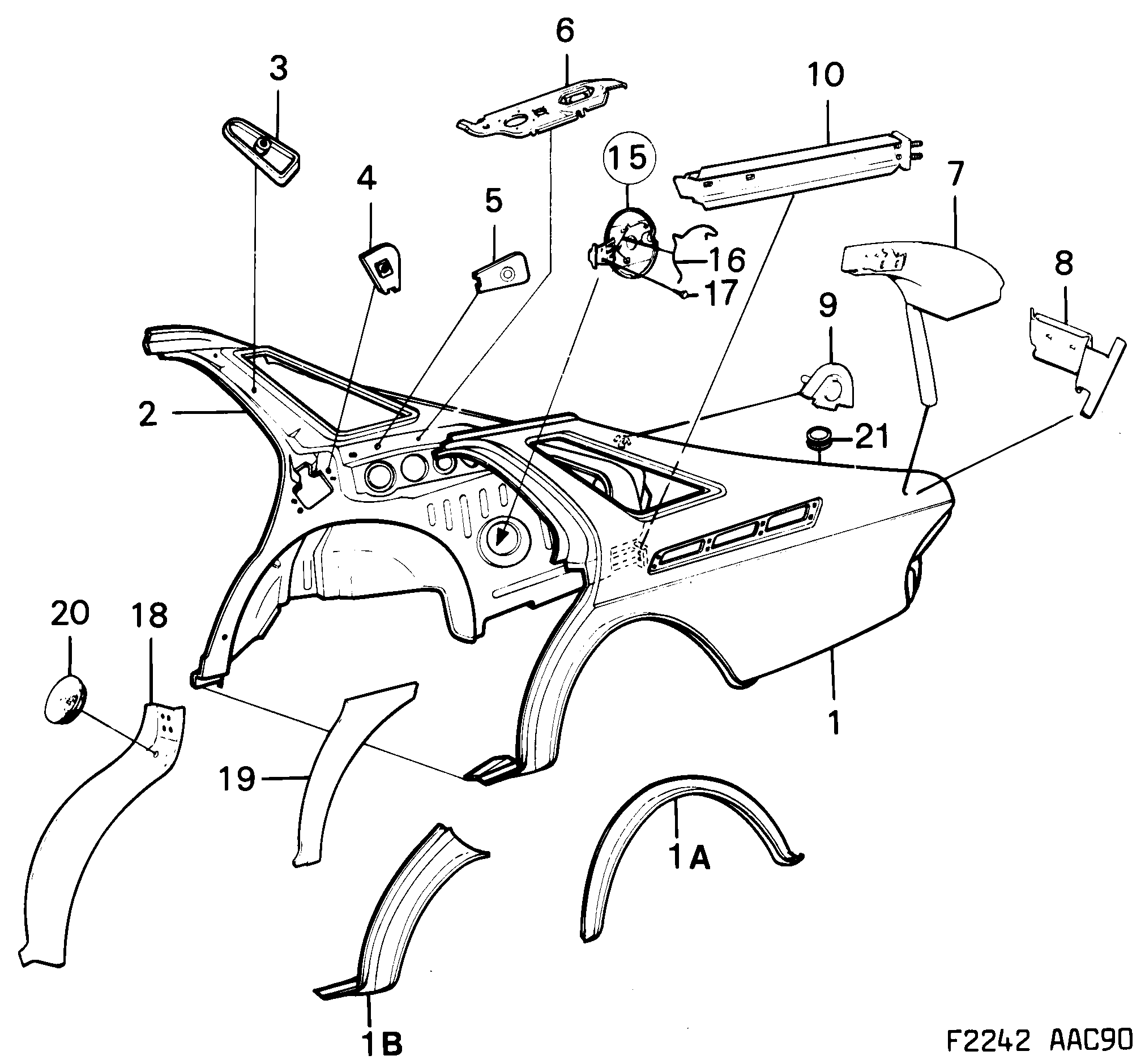 Saab 900 Valance diagram