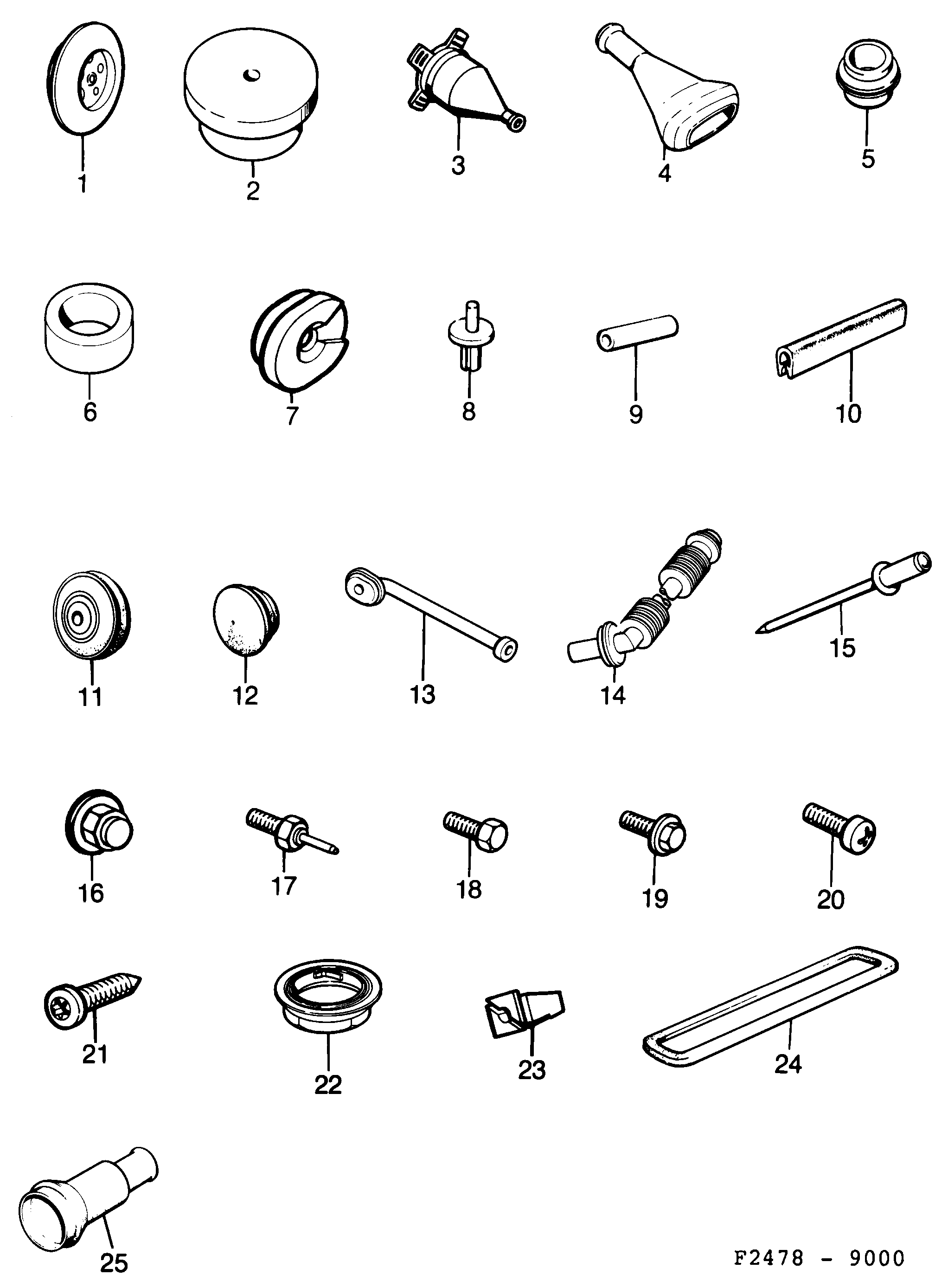 Saab 9000 Bushing, clamp diagram