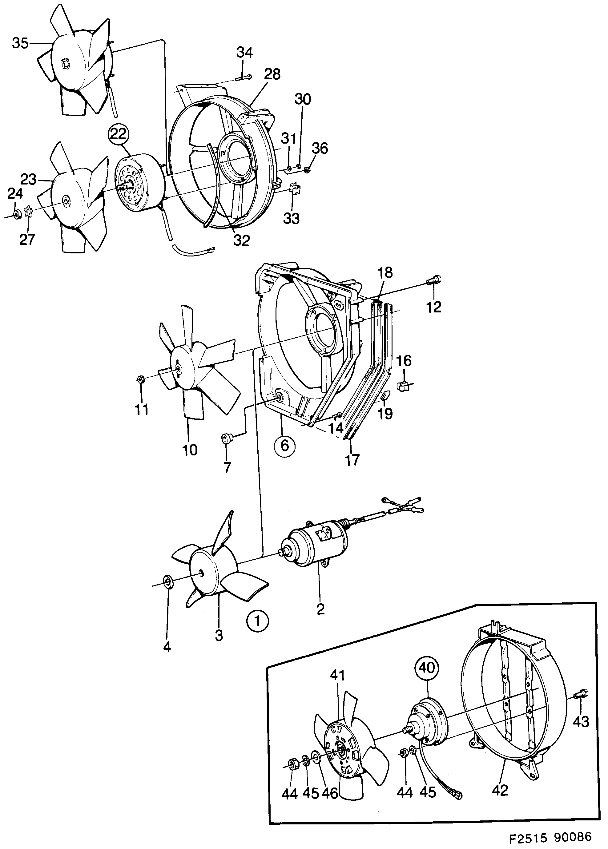 Saab 900 Fan, etc diagram