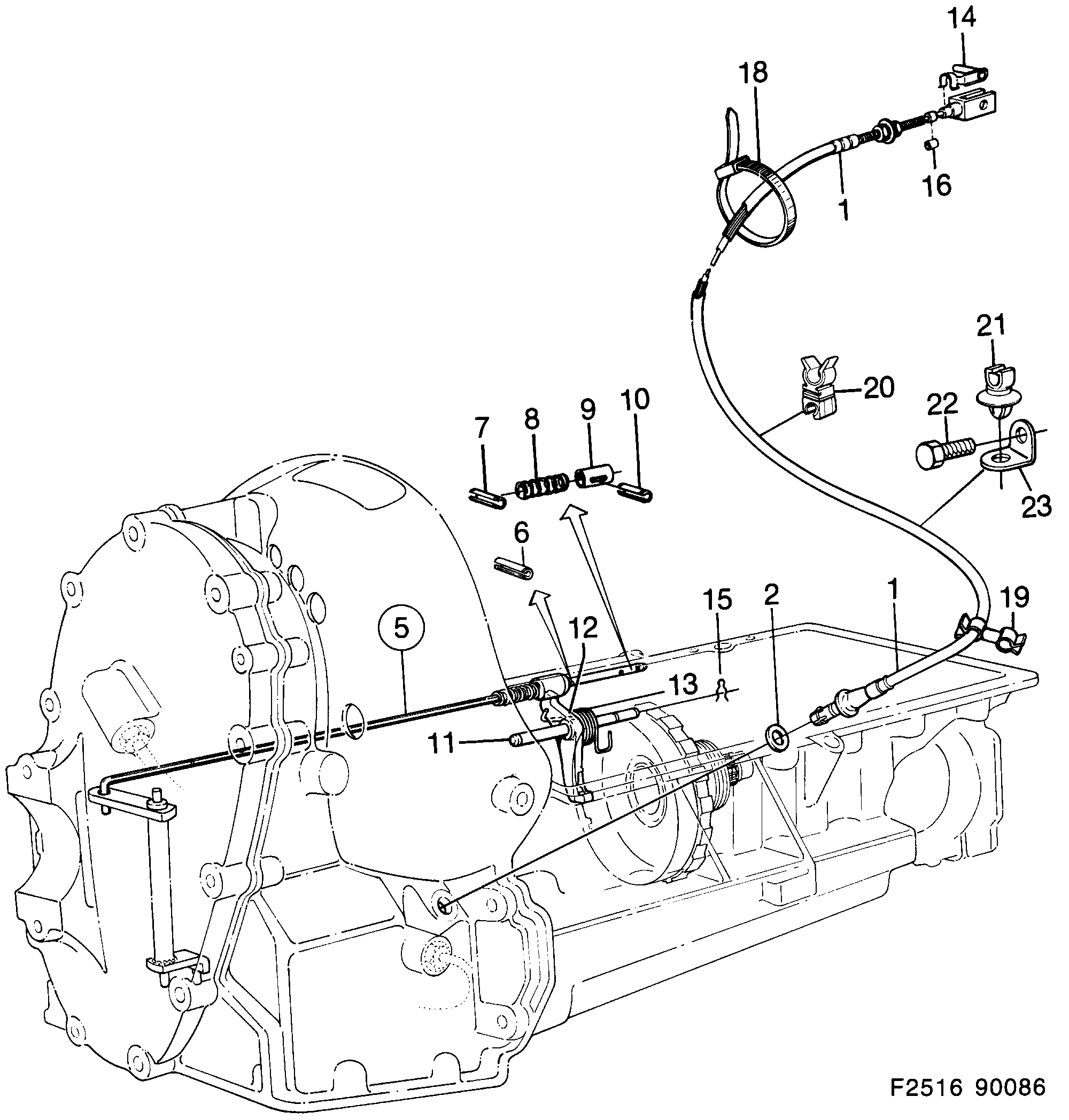 Saab 900 Controls in gear box diagram