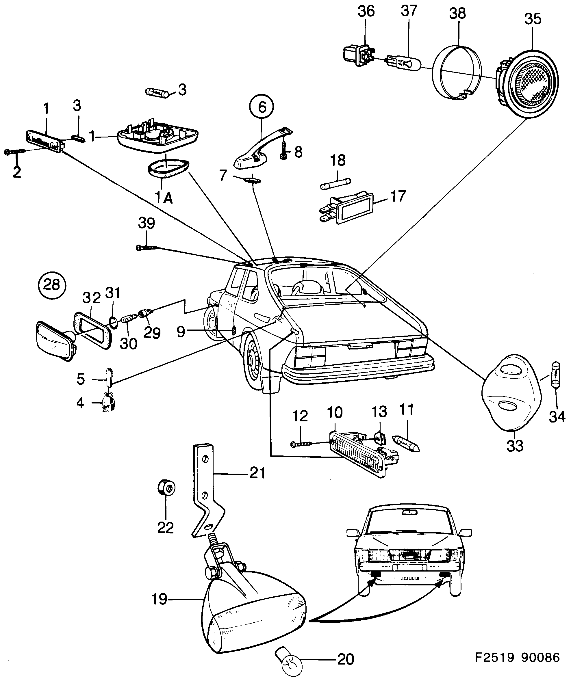 Saab 900 Other lights diagram