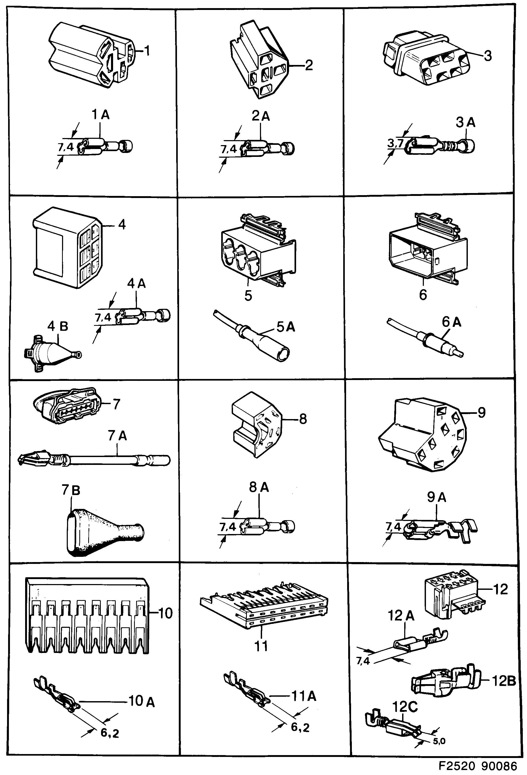 Saab 900 Connector housing etc diagram