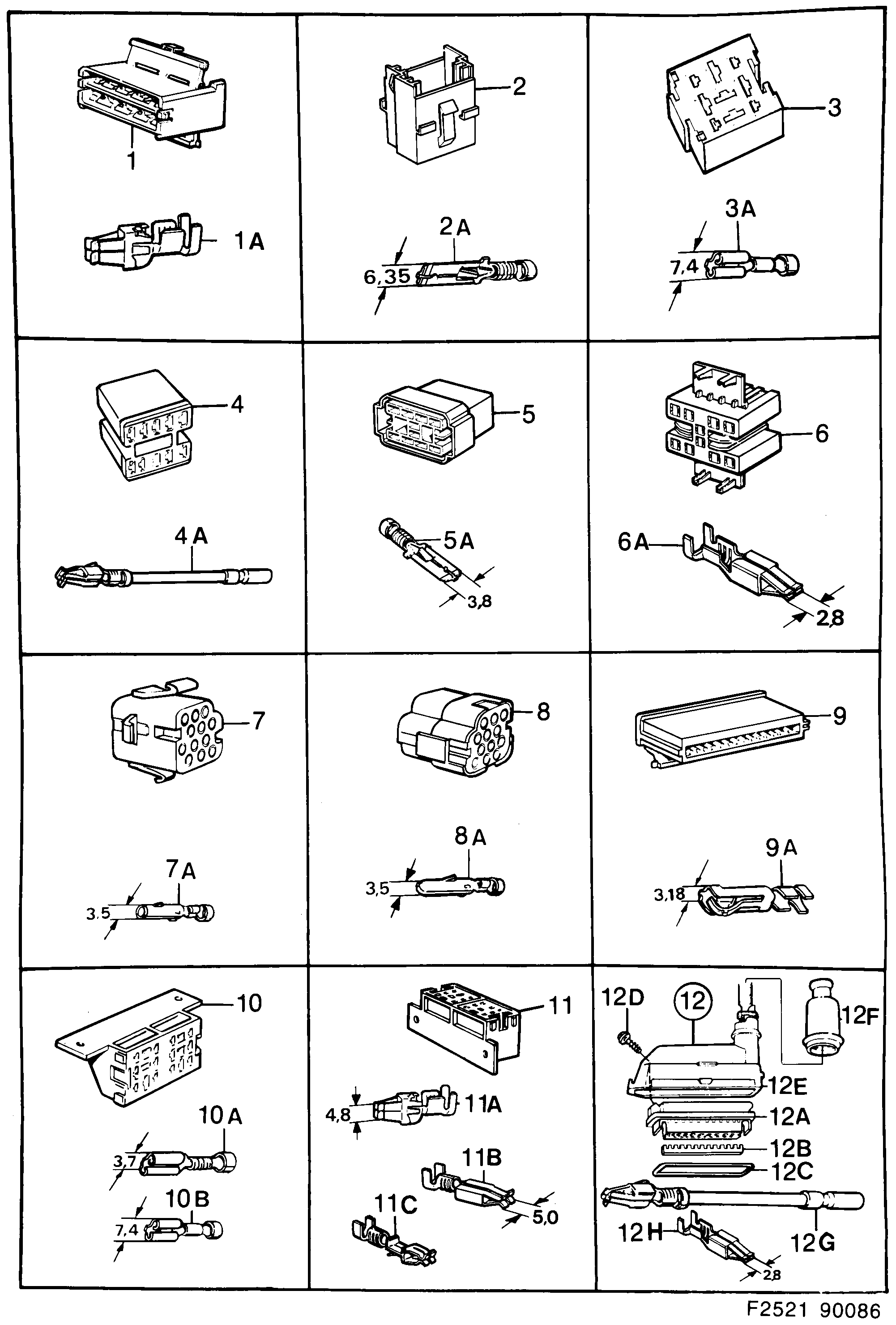 Saab 900 Connector housing etc diagram