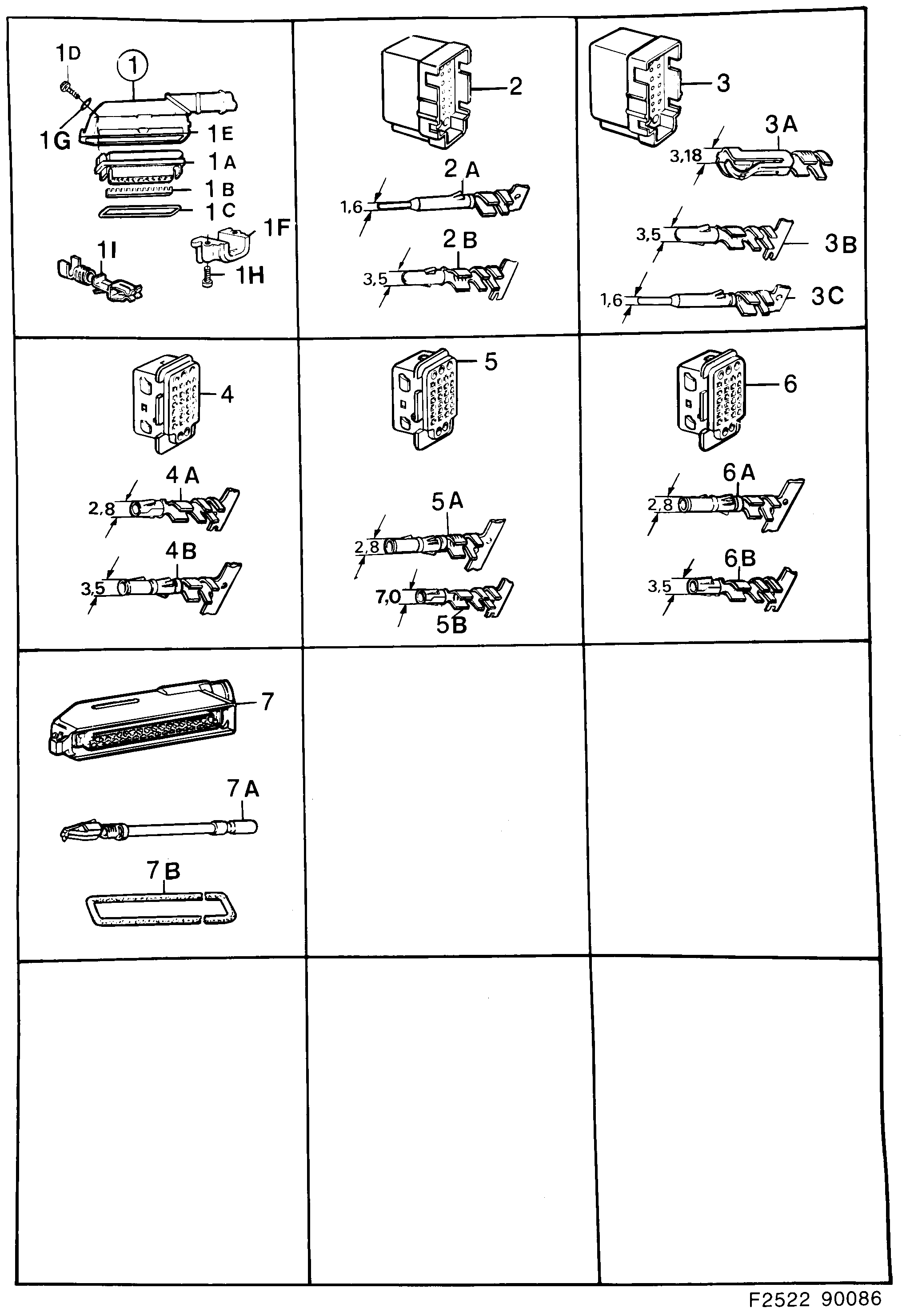 Saab 900 Connector housing etc diagram