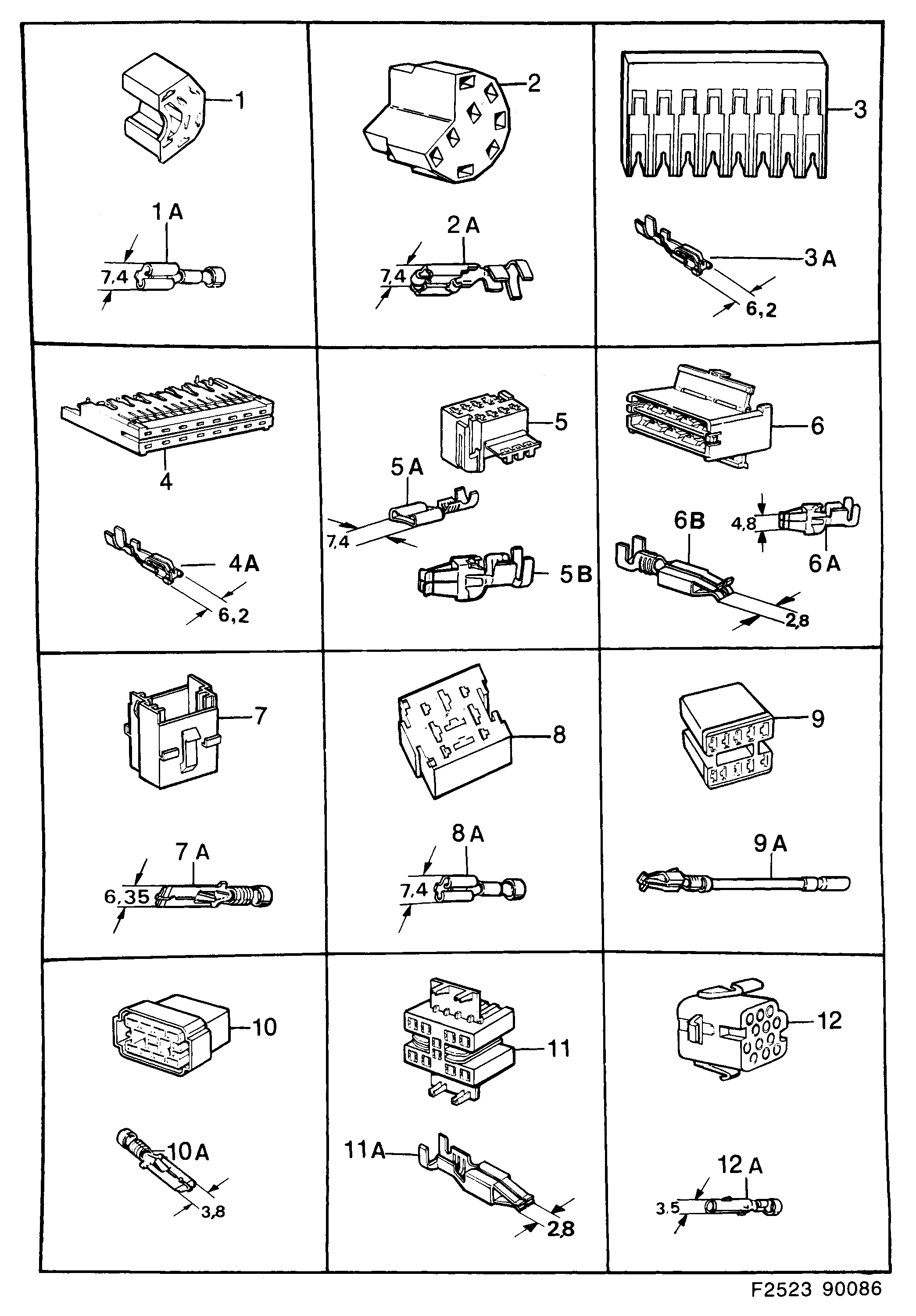 Saab 900 Connector housing etc diagram