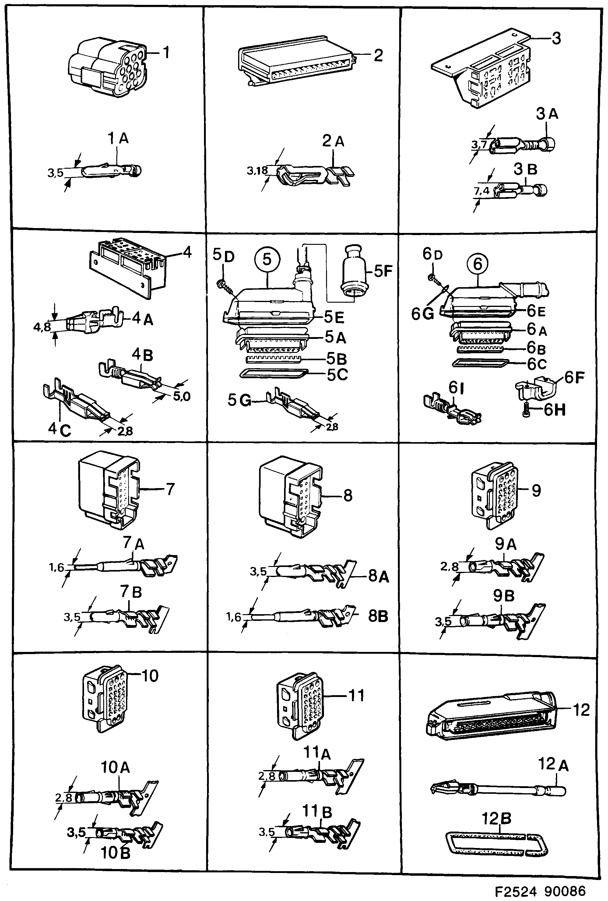 Saab 900 Connector housing etc diagram