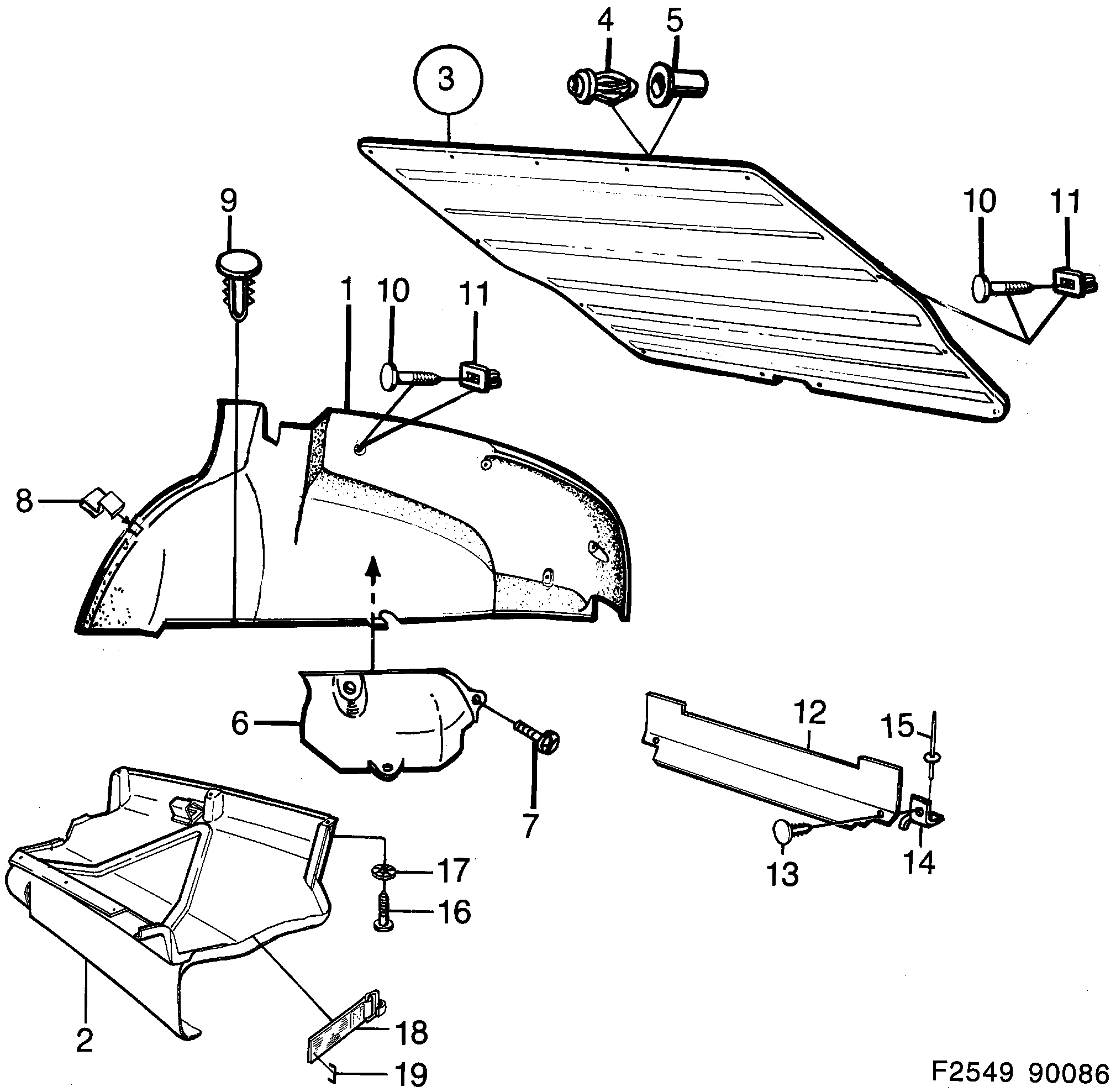 Saab 900 Luggage compartment diagram