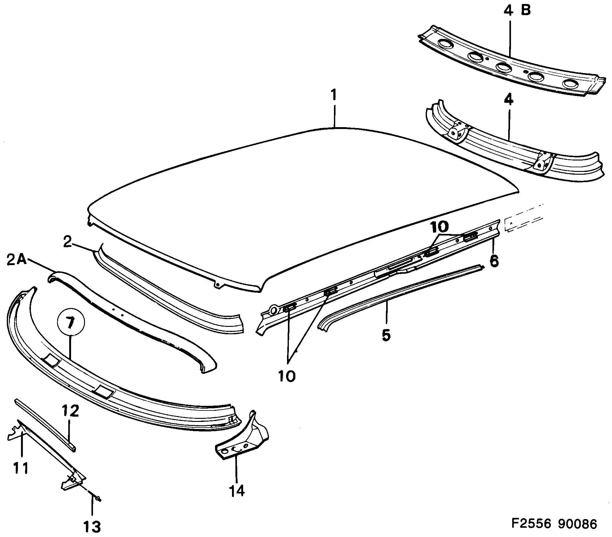 Saab 900 Roof diagram