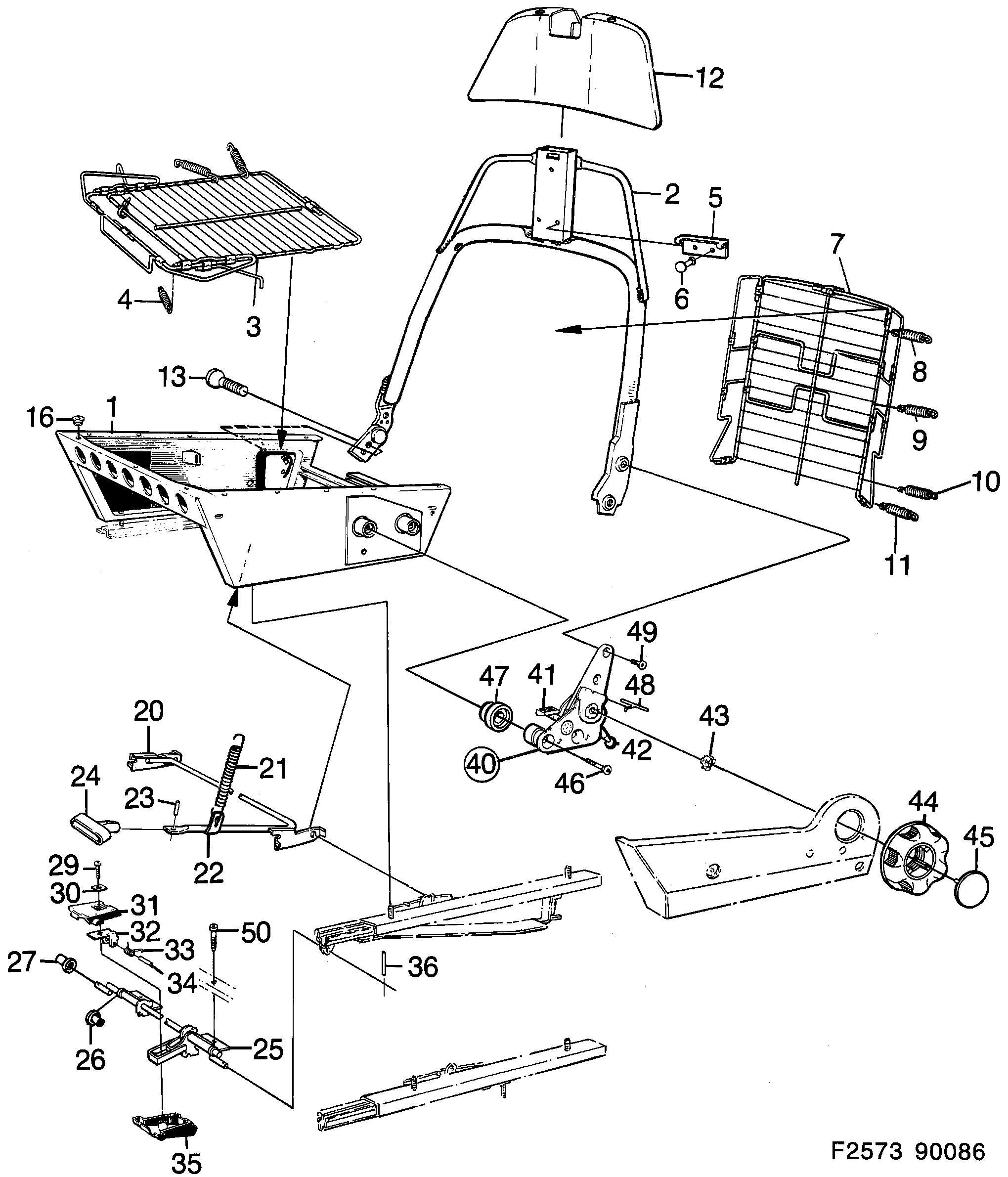Saab 900 Front seats Part 2 diagram