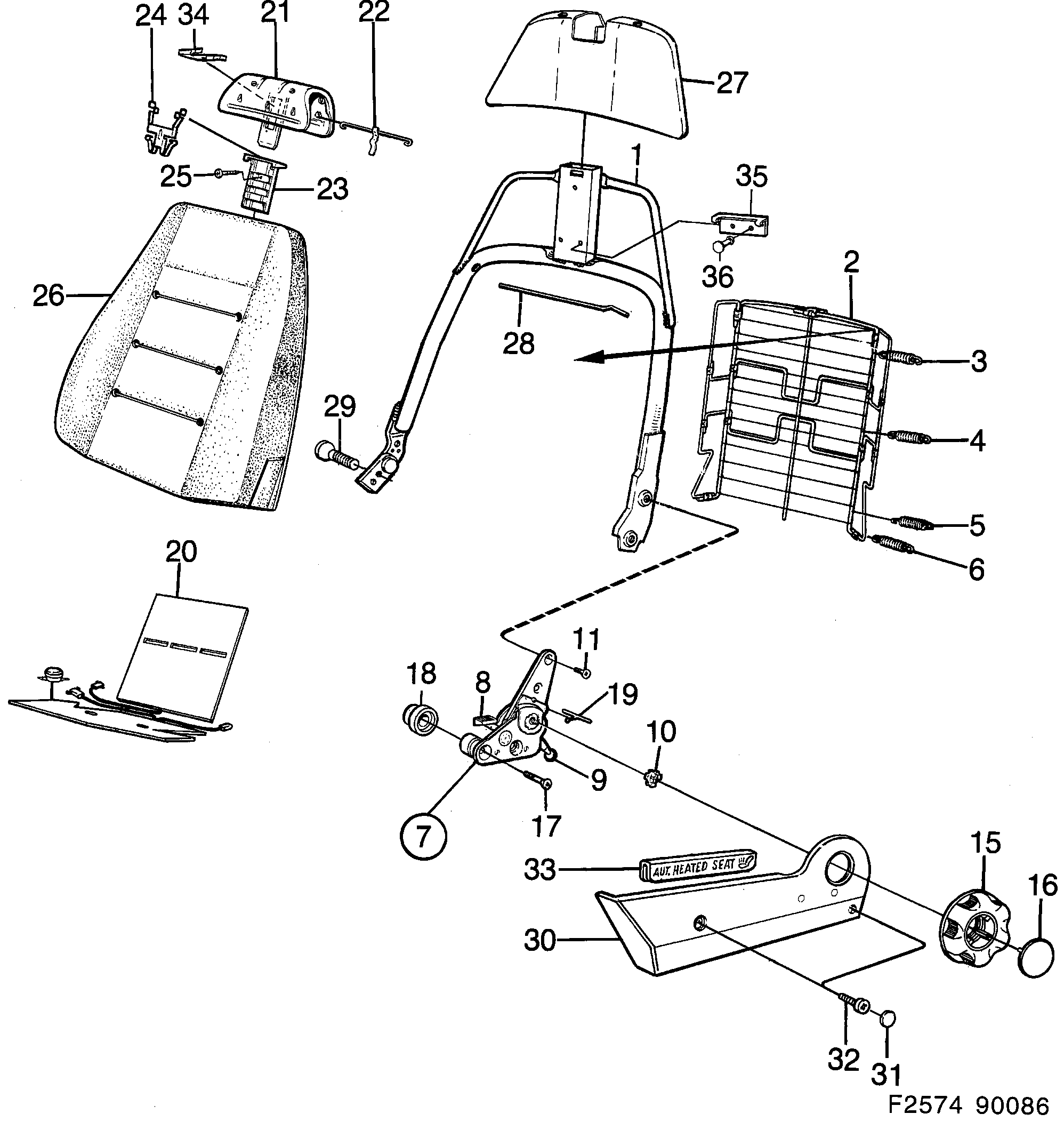 Saab 900 Front seats Part 3 diagram