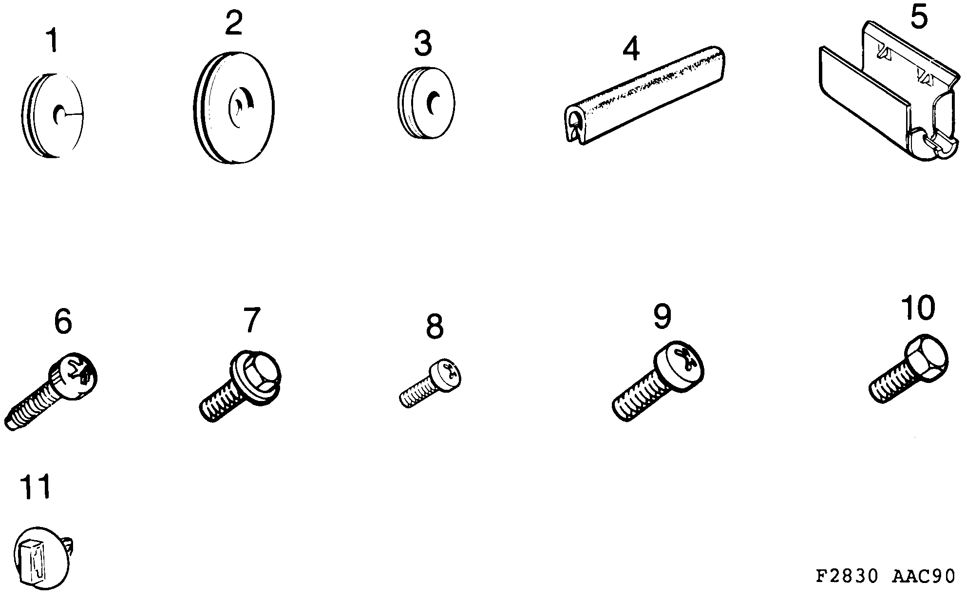 Saab 900 Bushings, screws, diagram