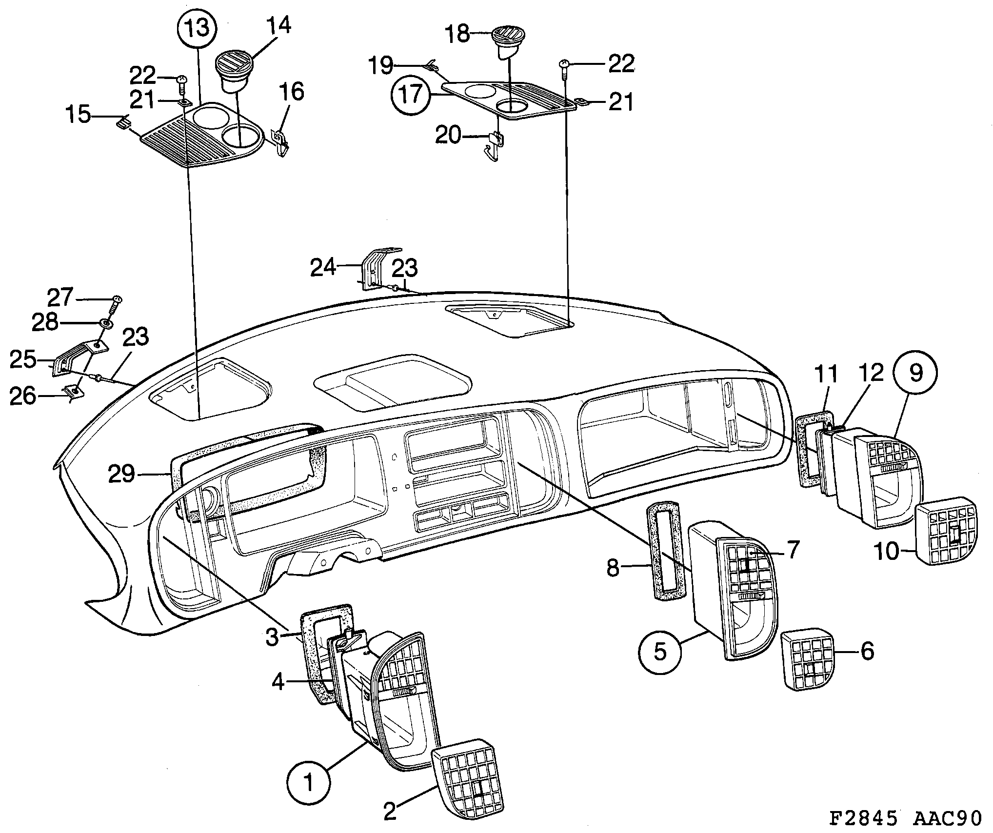 Saab 900 Panel outlet diagram