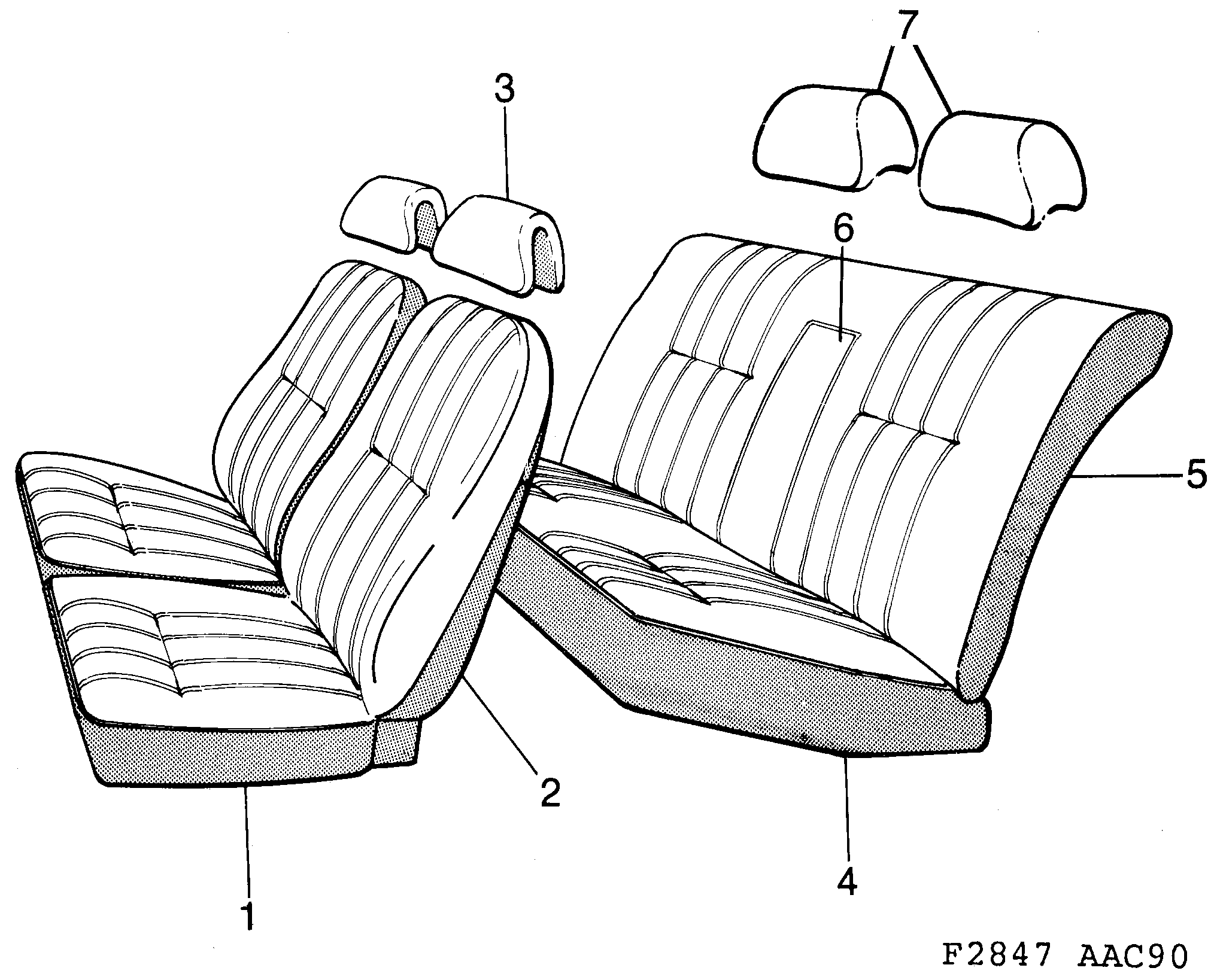 Saab 900 Covers Parallel pattern diagram
