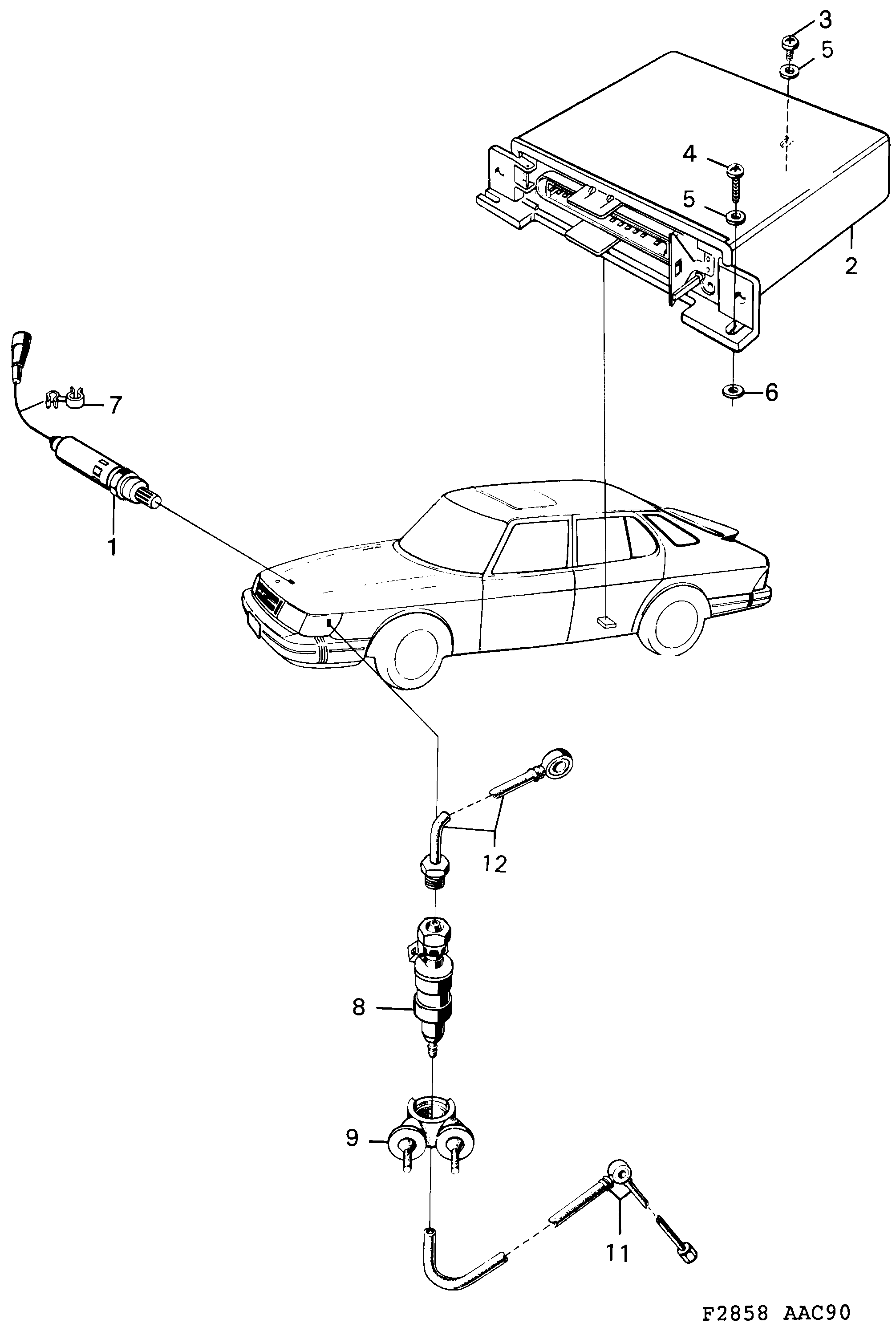 Saab 900 Lambda sonde system diagram