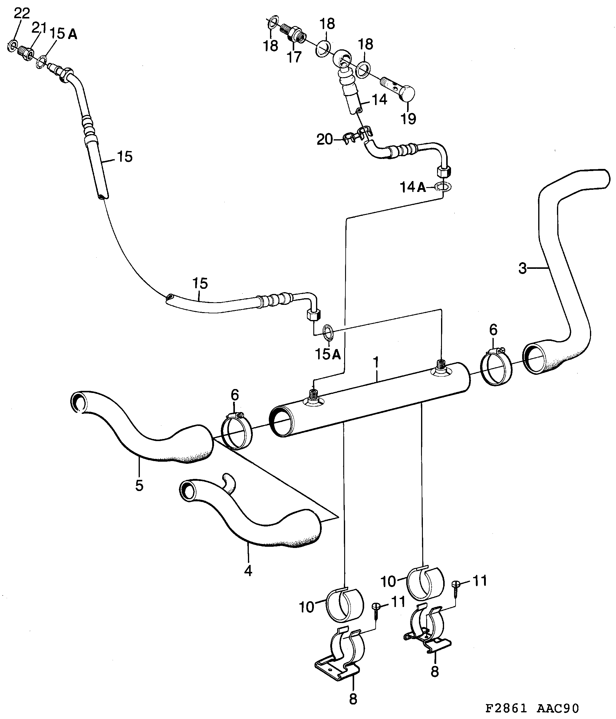 Saab 900 Coolant oil cooler Automatic transmission diagram