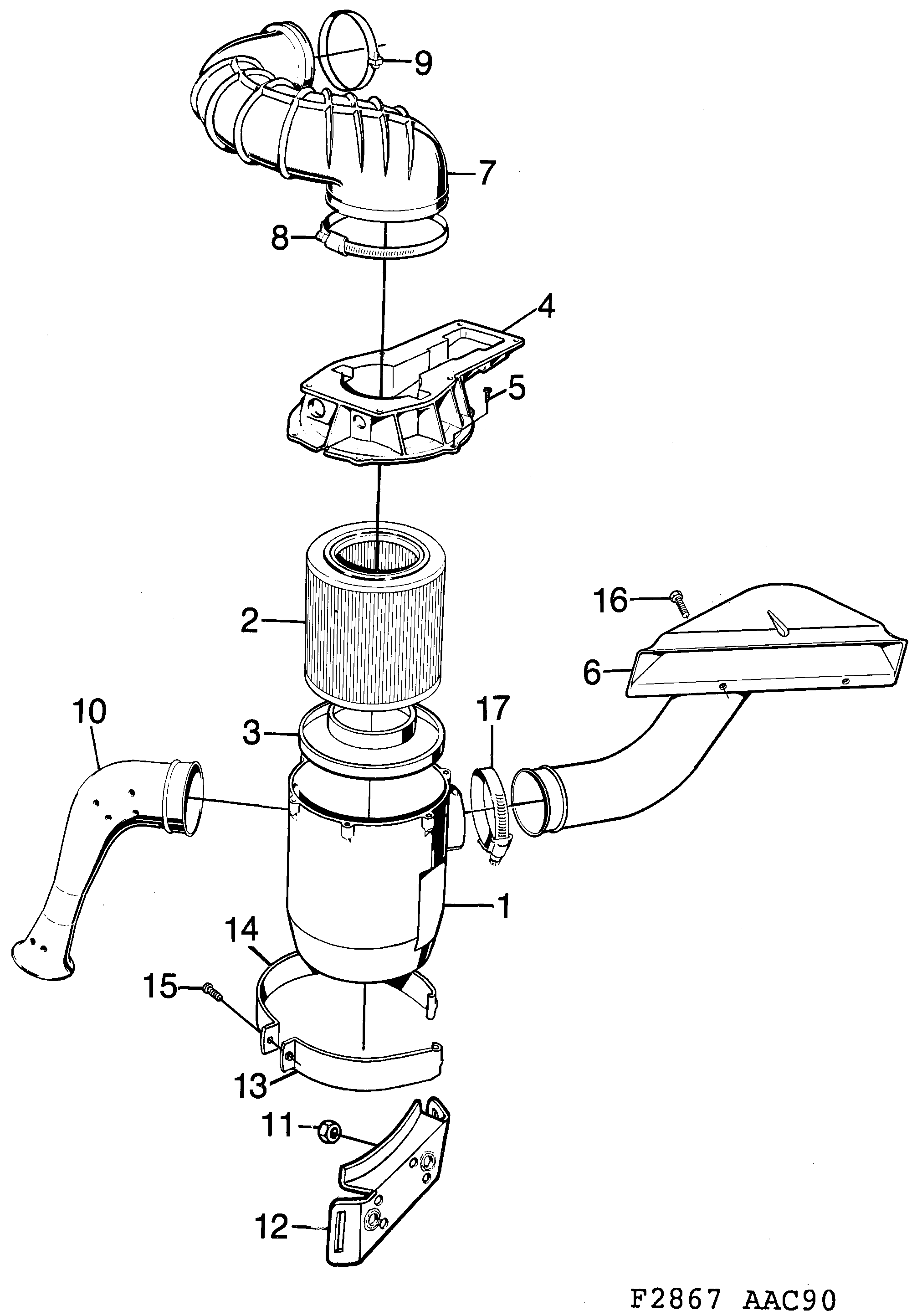 Saab 900 Air cleaner diagram