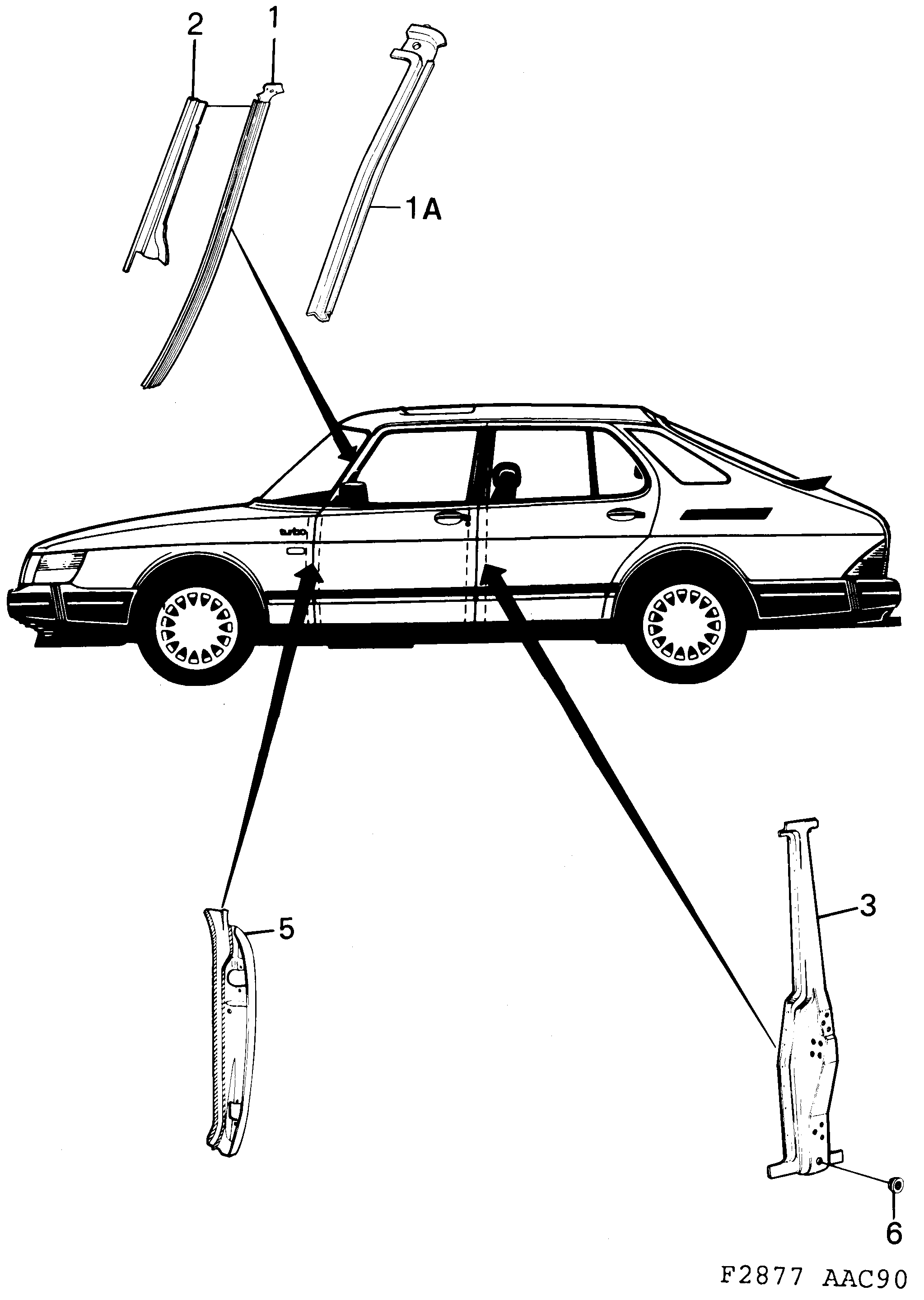 Saab 900 Doorpillars etc diagram