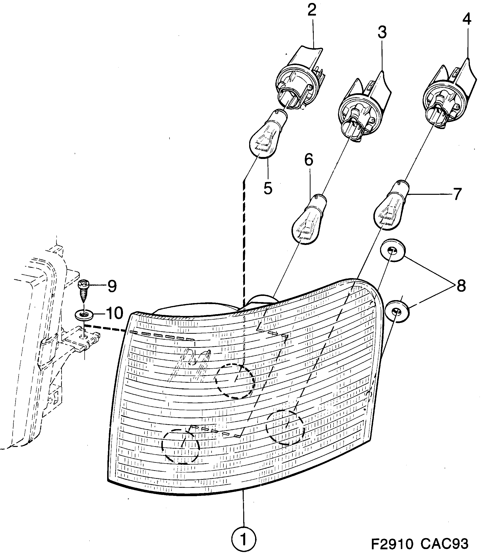 Saab 9000 Lamp cluster diagram
