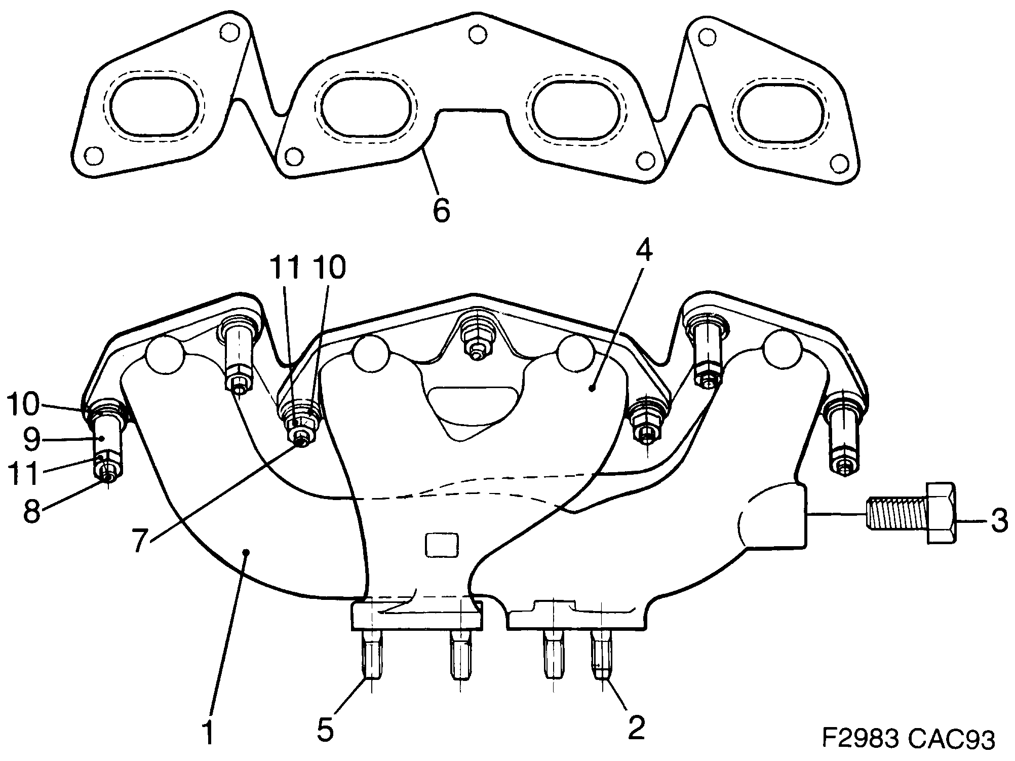 Saab 9000 Exhaust manifold diagram
