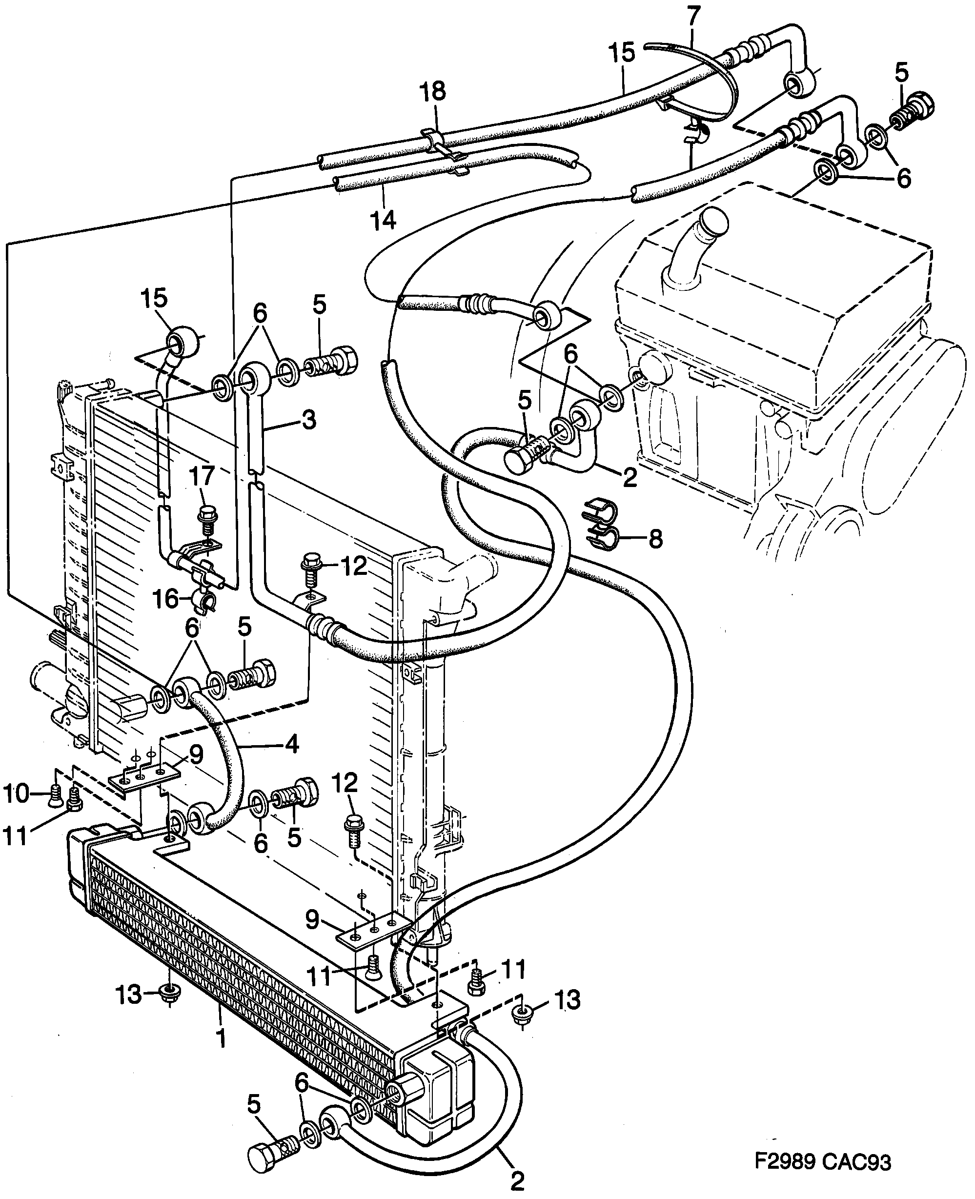 Saab 9000 Air oil cooler Aut. transmission diagram