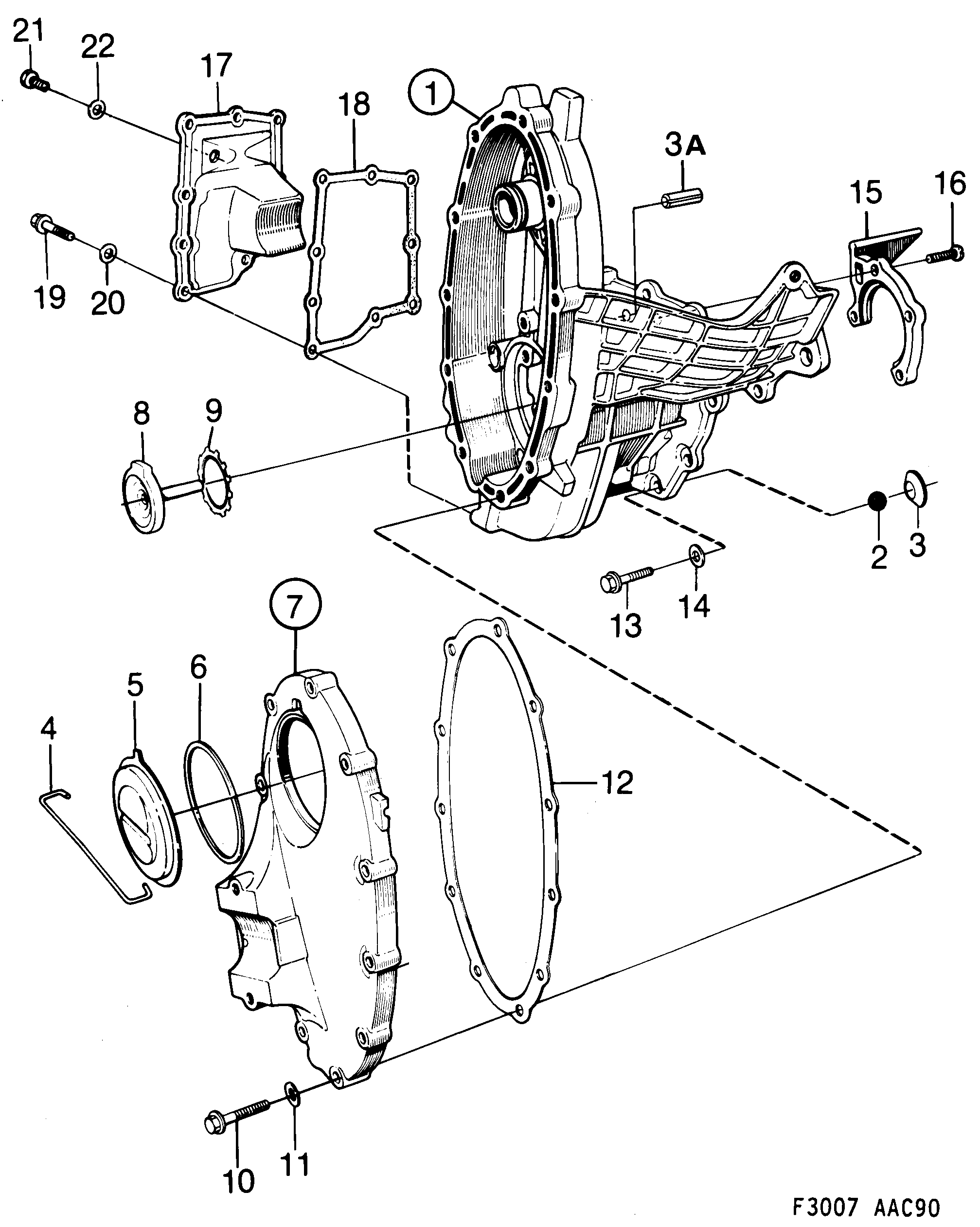 Saab 900 Primary gear case diagram