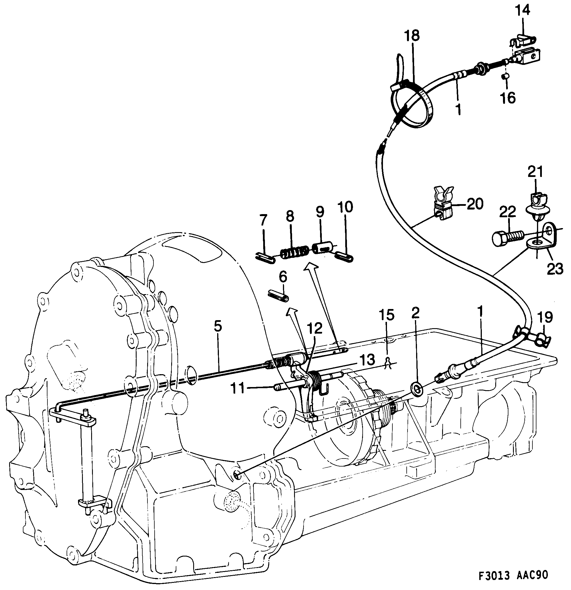 Saab 900 Controls in gear box diagram