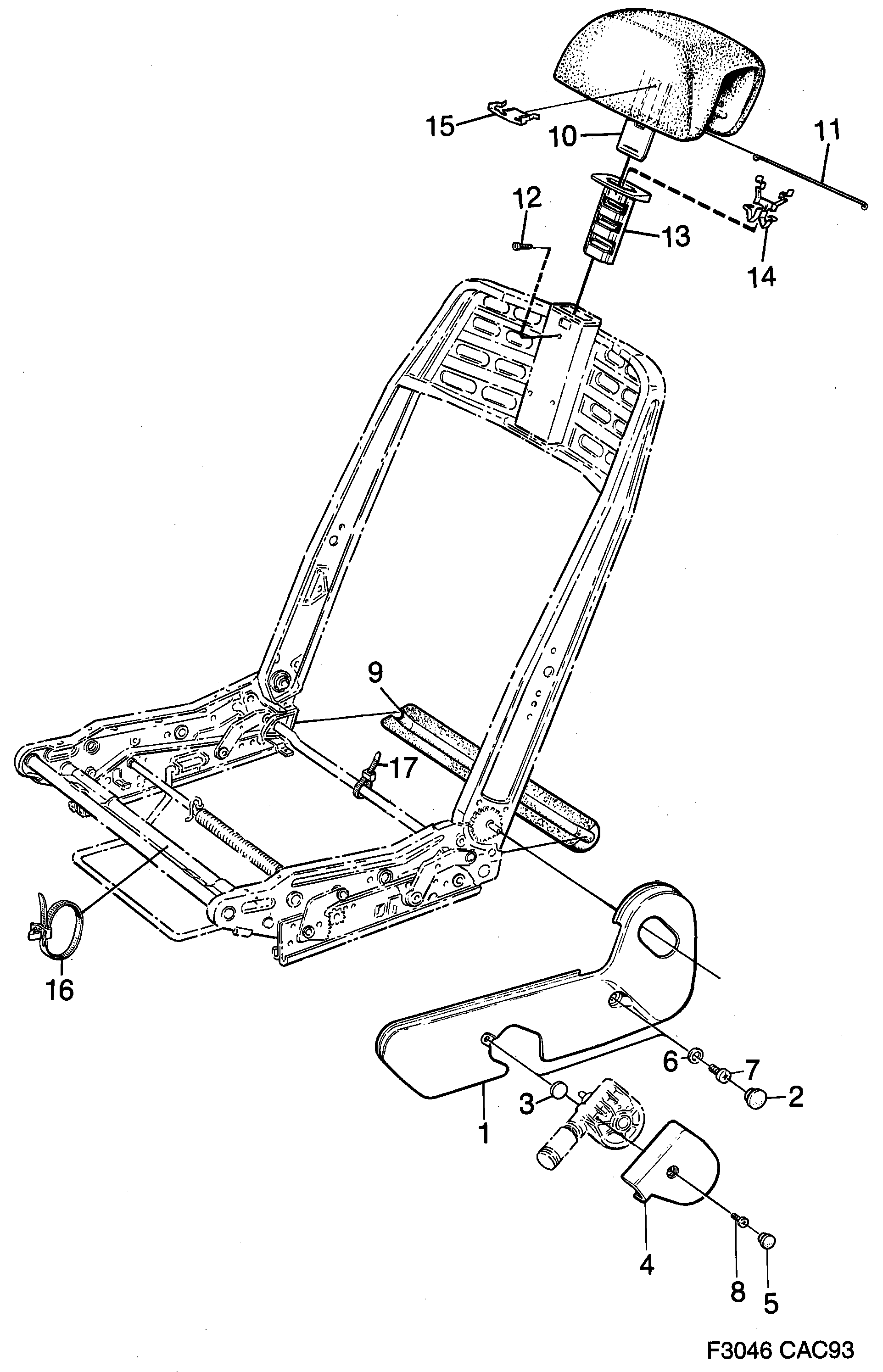 Saab 9000 Front seats Part 3 diagram