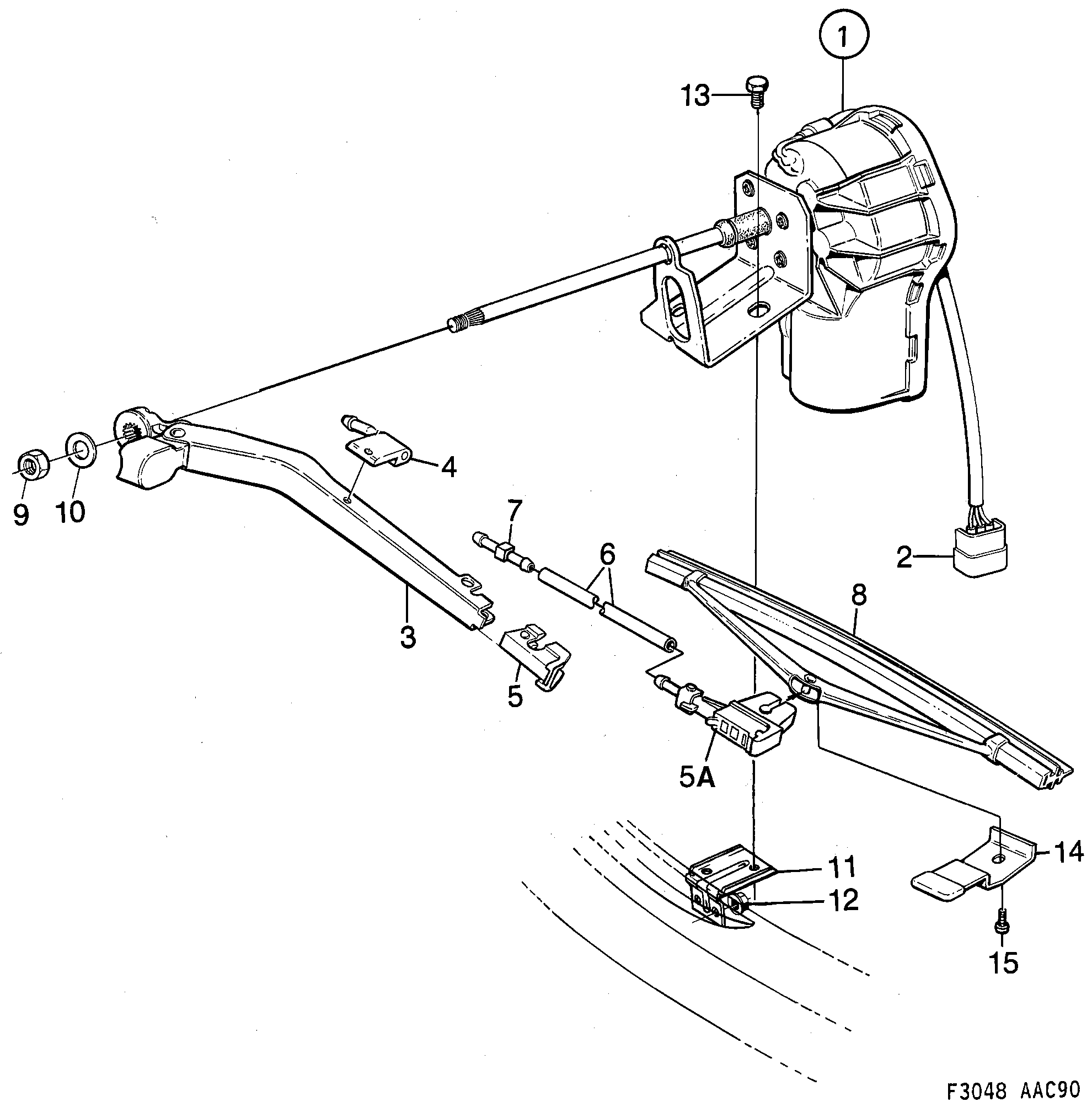 Saab 900 Headlamp wiper diagram