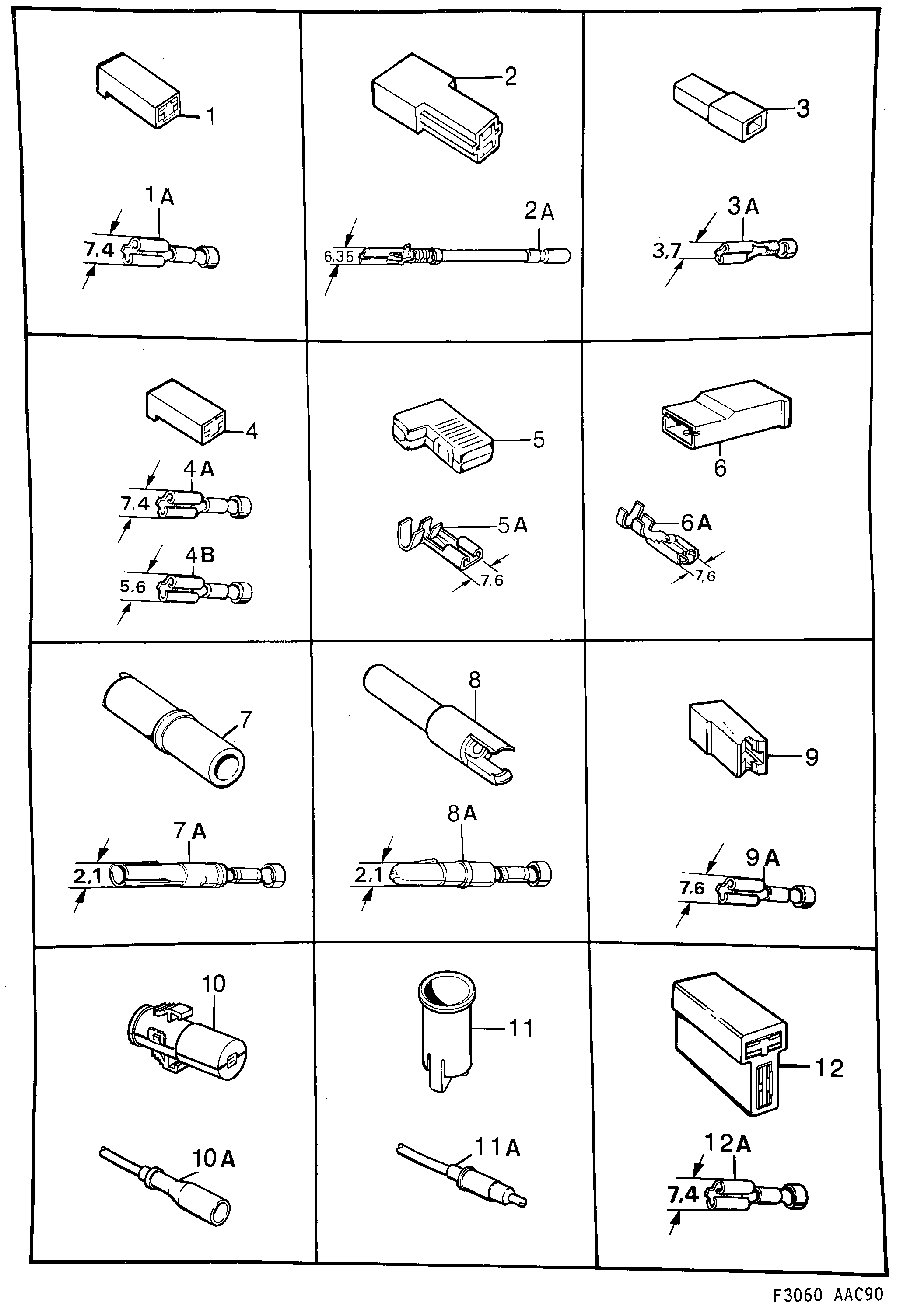 Saab 900 Connector housing etc diagram