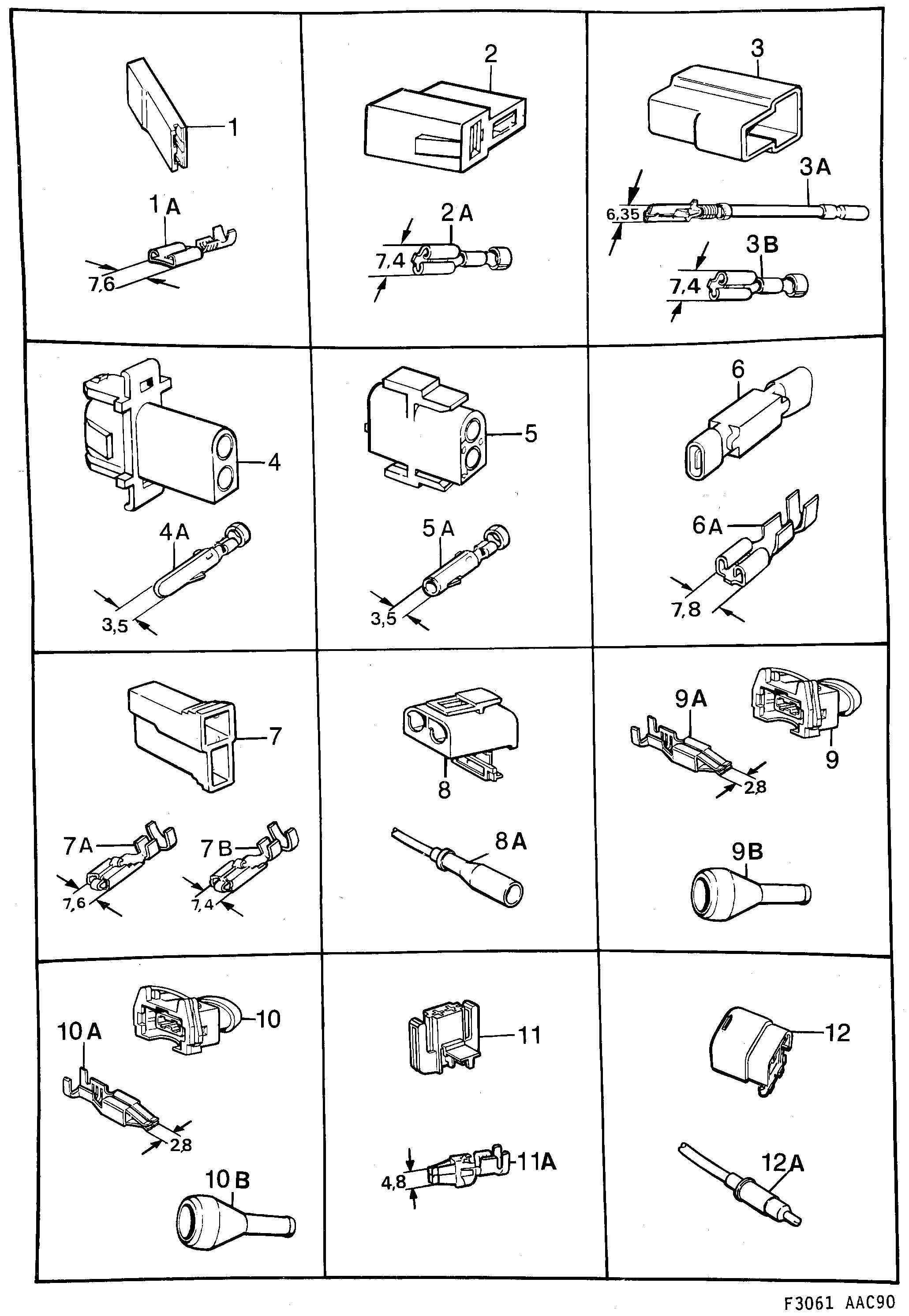 Saab 900 Connector housing etc diagram
