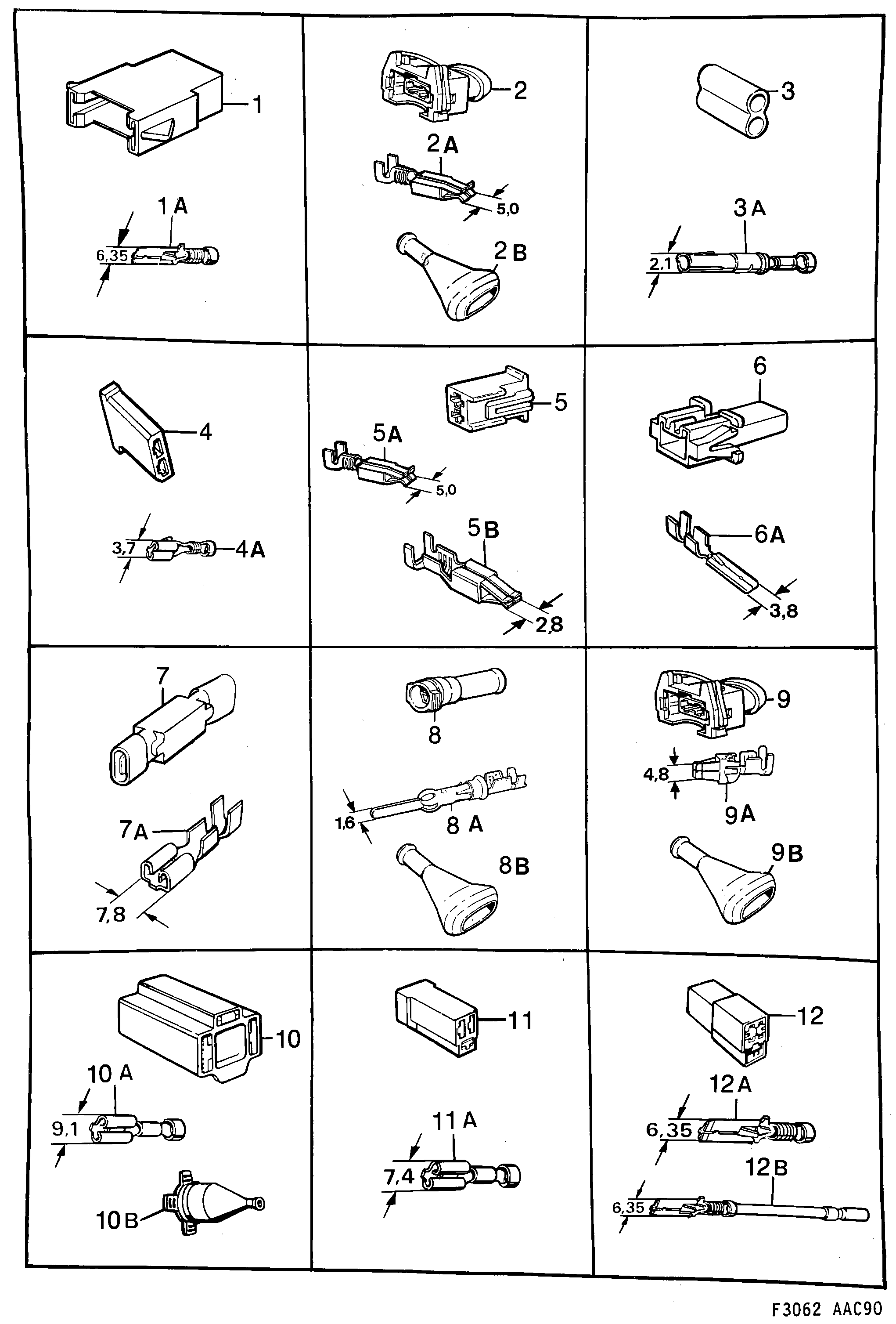 Saab 900 Connector housing etc diagram