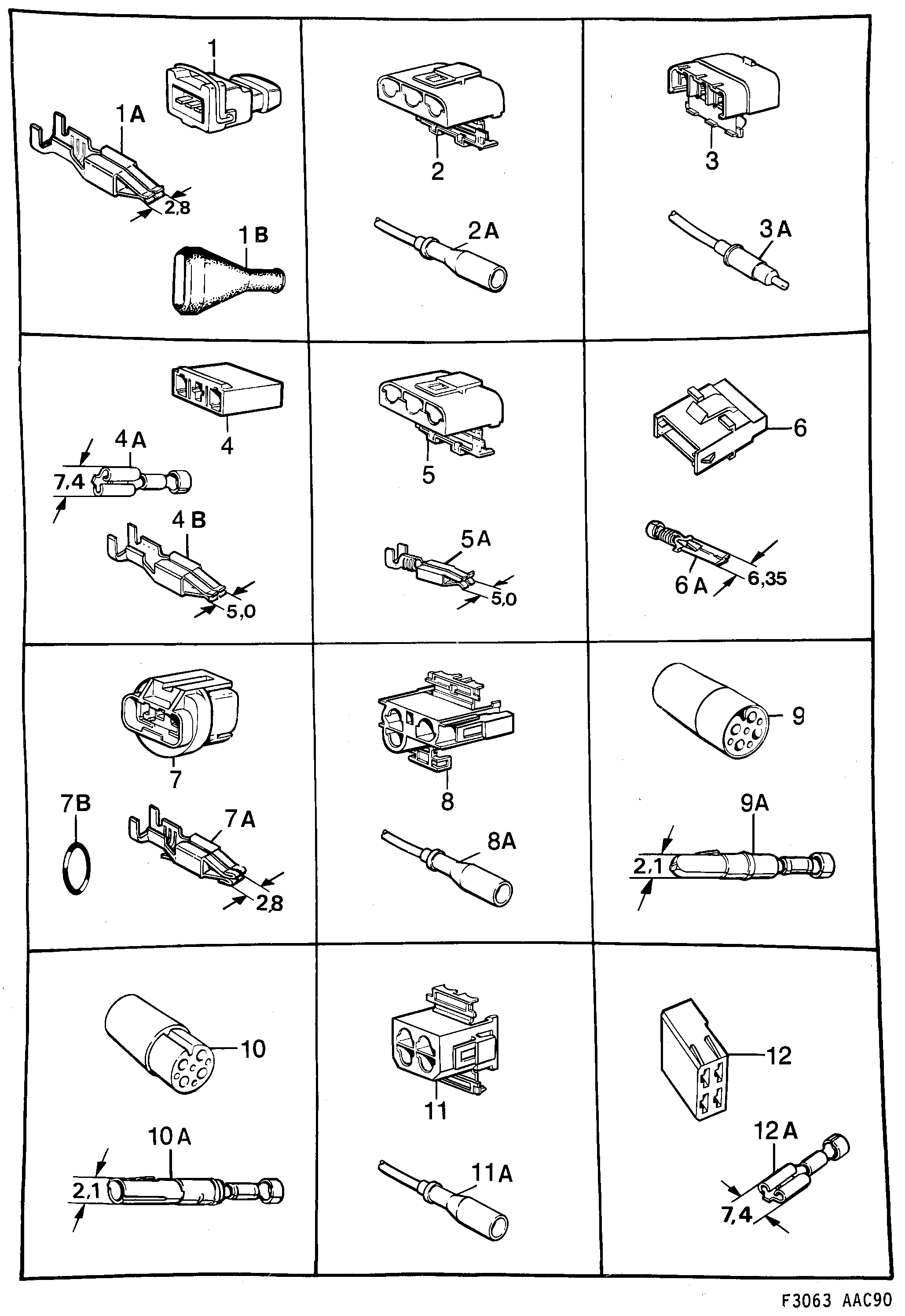 Saab 900 Connector housing etc diagram