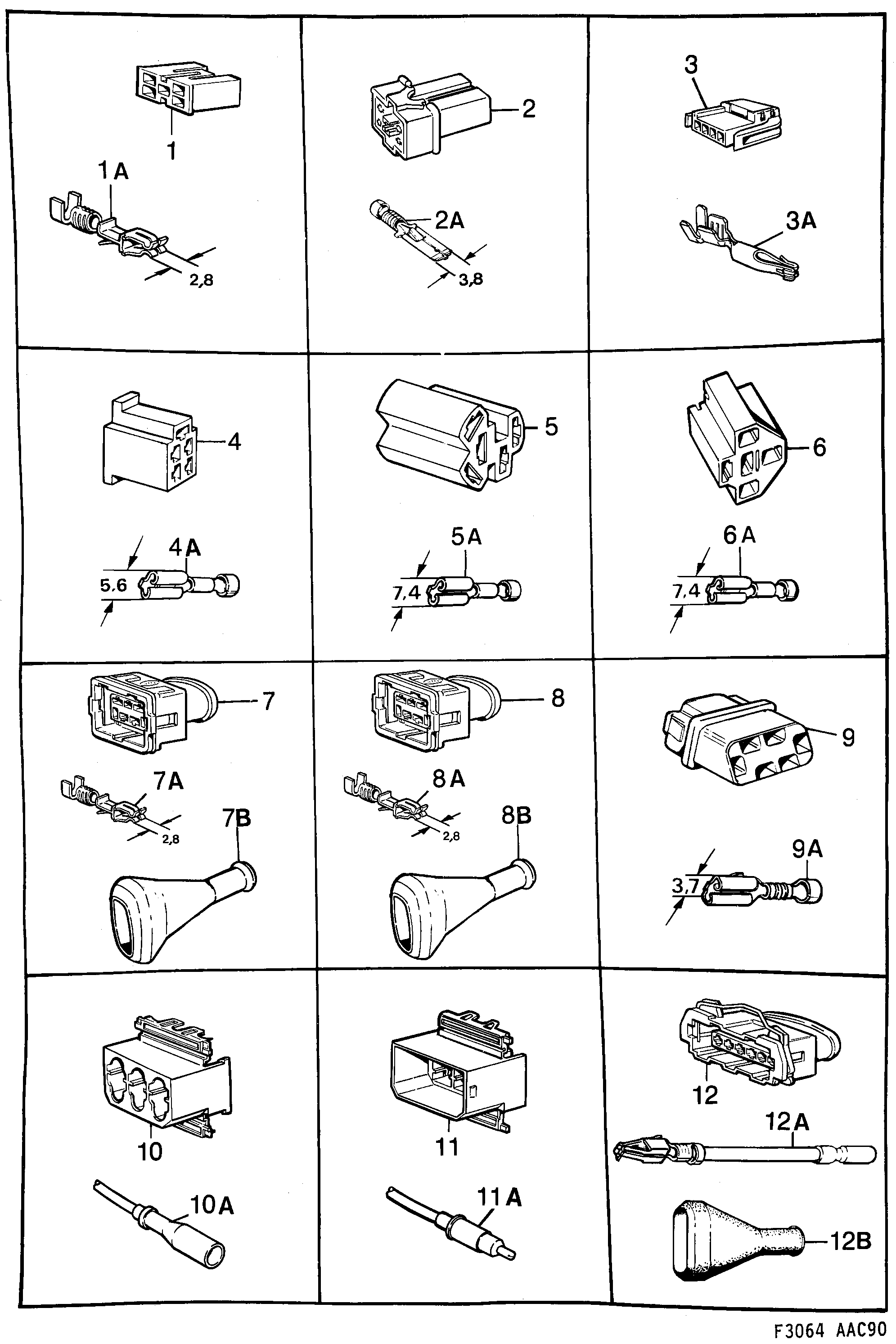 Saab 900 Connector housing etc diagram