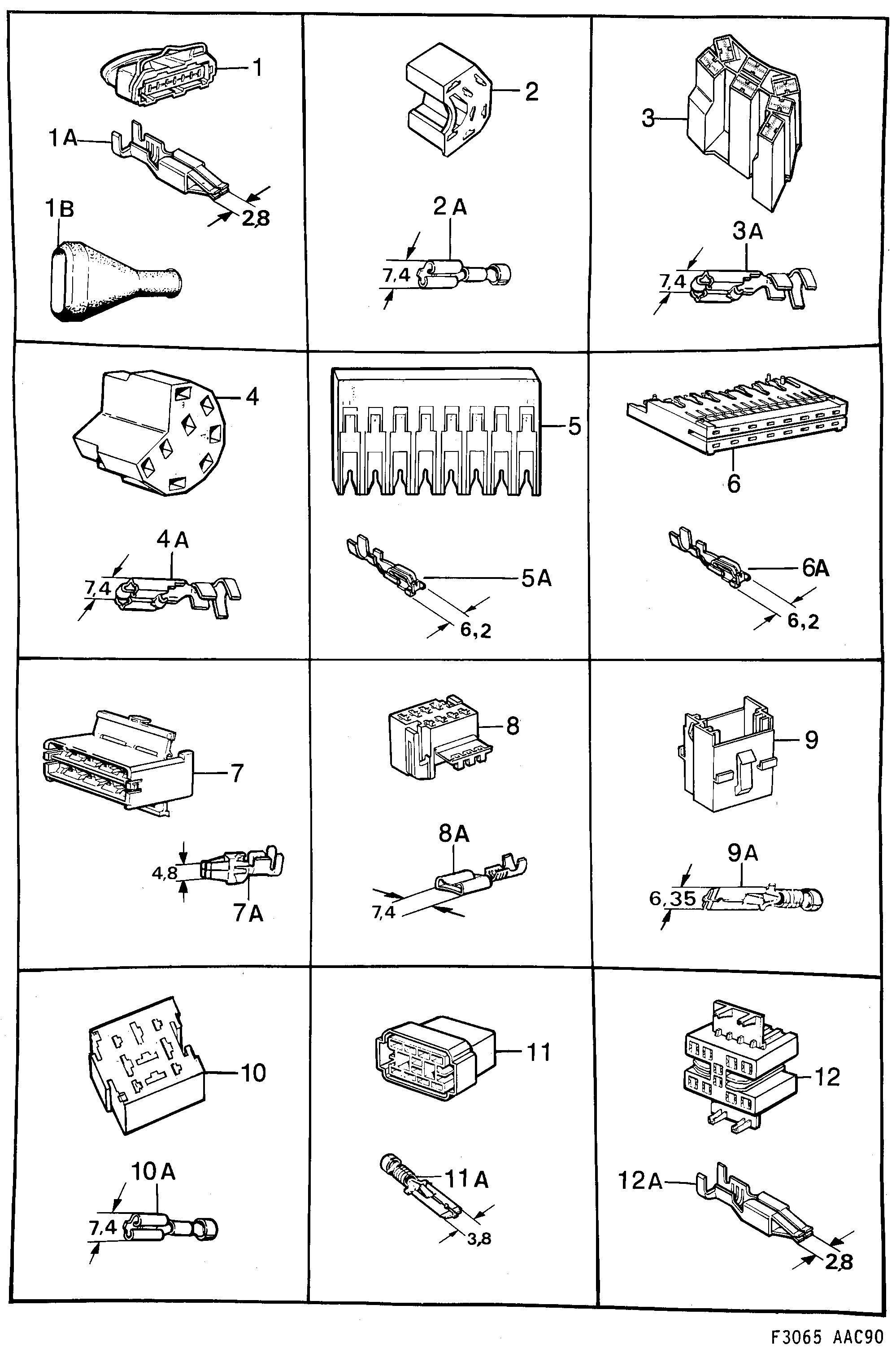 Saab 900 Connector housing etc diagram